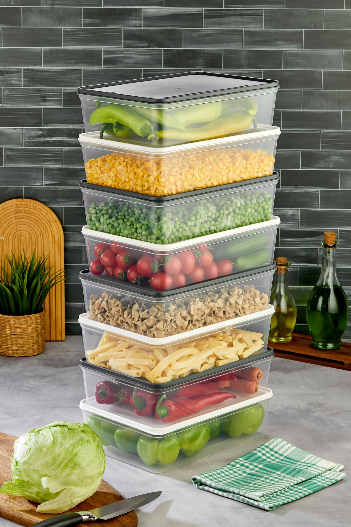 Espas Home-Freshkeep Storage Container Set of 8 Suitable for Microwave and Deep Freezer - Gray / White / 8*4000 ml 5