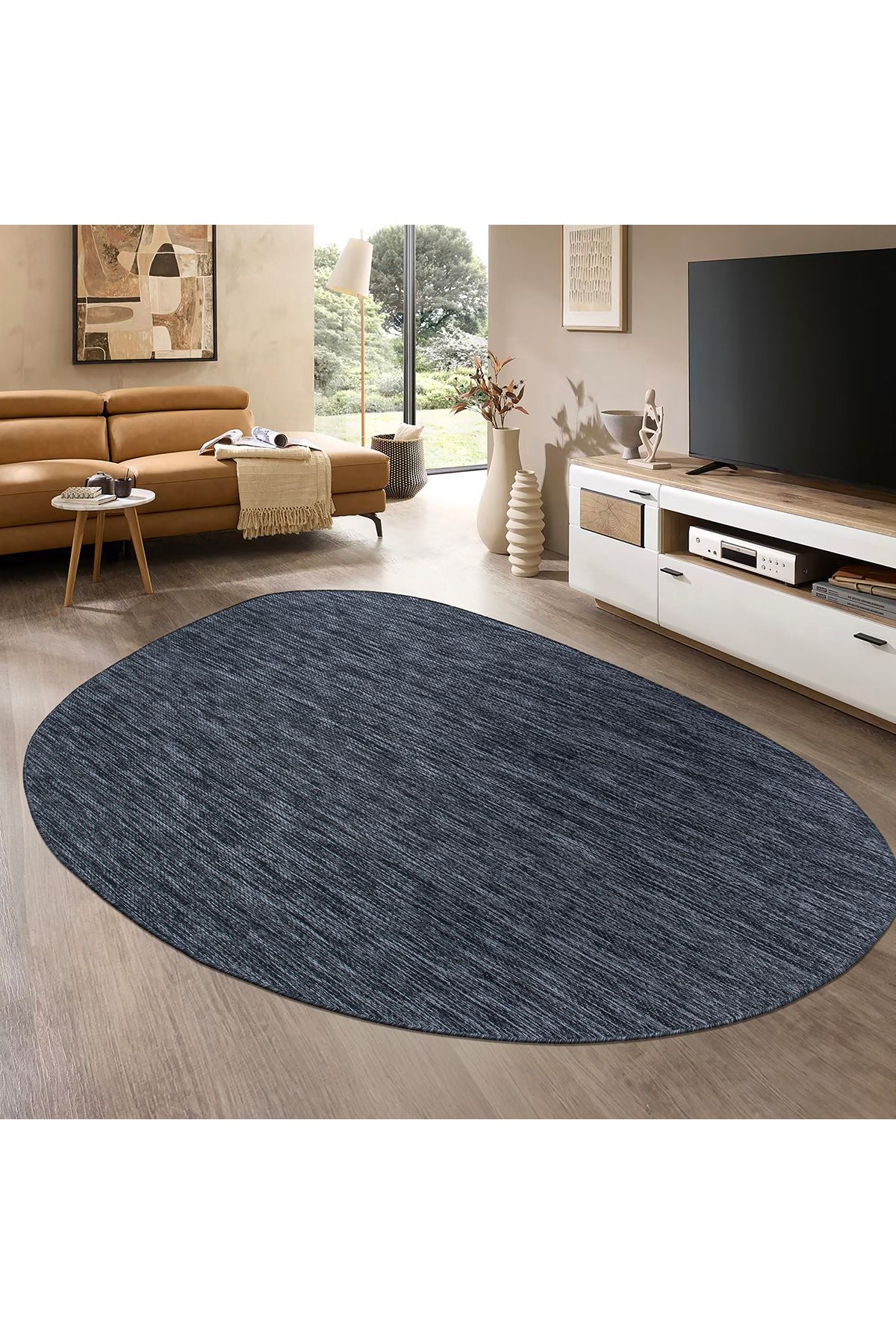 Konfor Halı Tema 9034 Lacivert Sisal Hasır Iç Dış Mekan Kilim Dekoratif Bahçe Balkon Salon Halısı