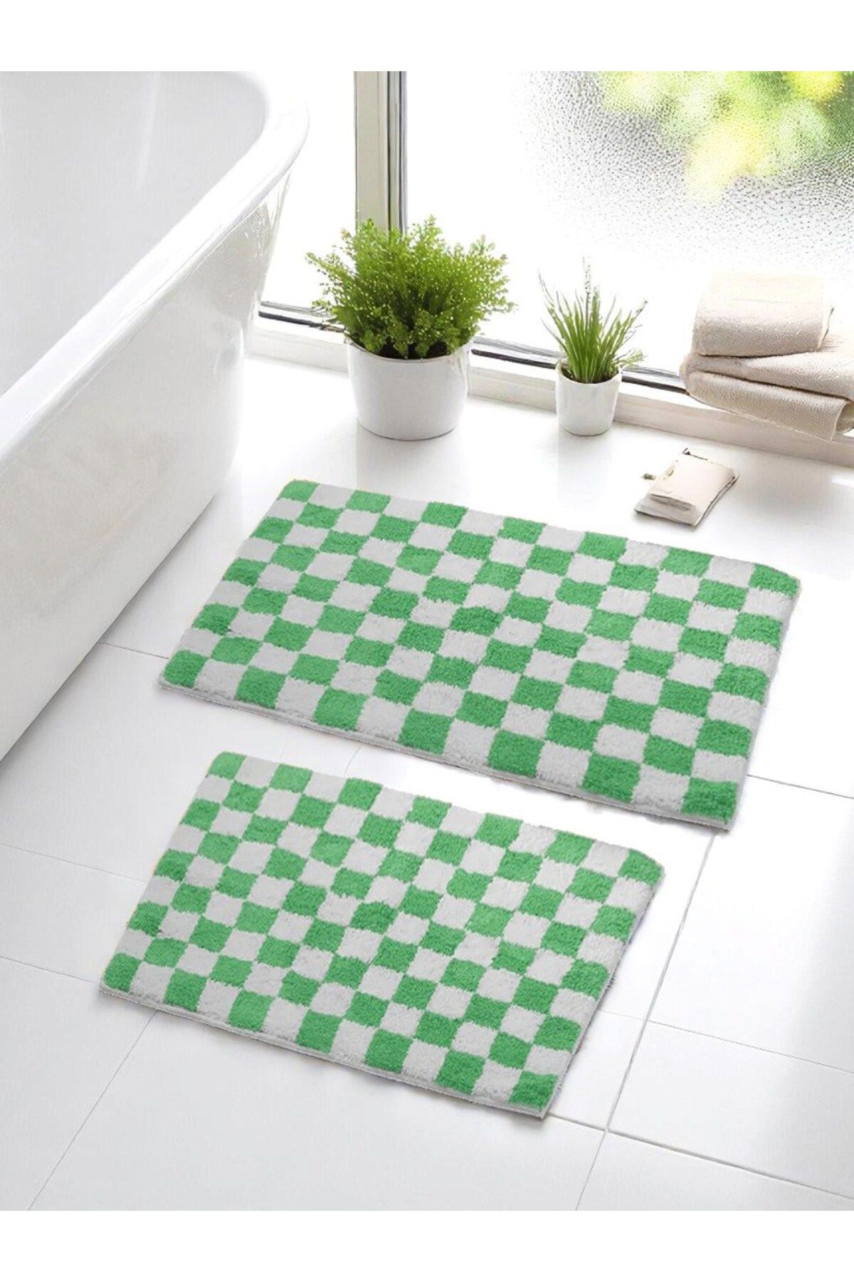 EUROBANO Chess 2'li Banyo Paspası Kaymaz Taban 60x100-60x50
