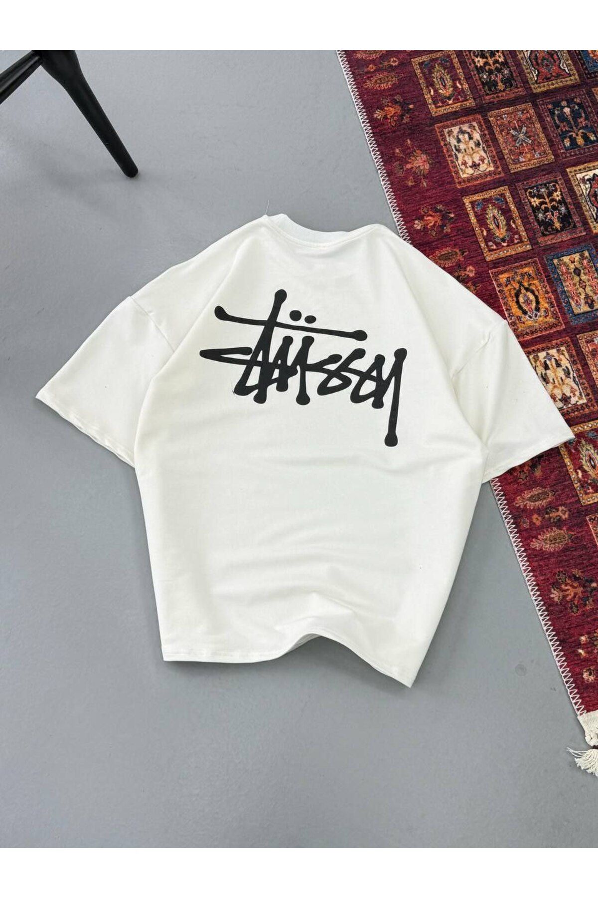 AURA Baskılı Oversize Bisiklet Yaka Unisex T-Shirt