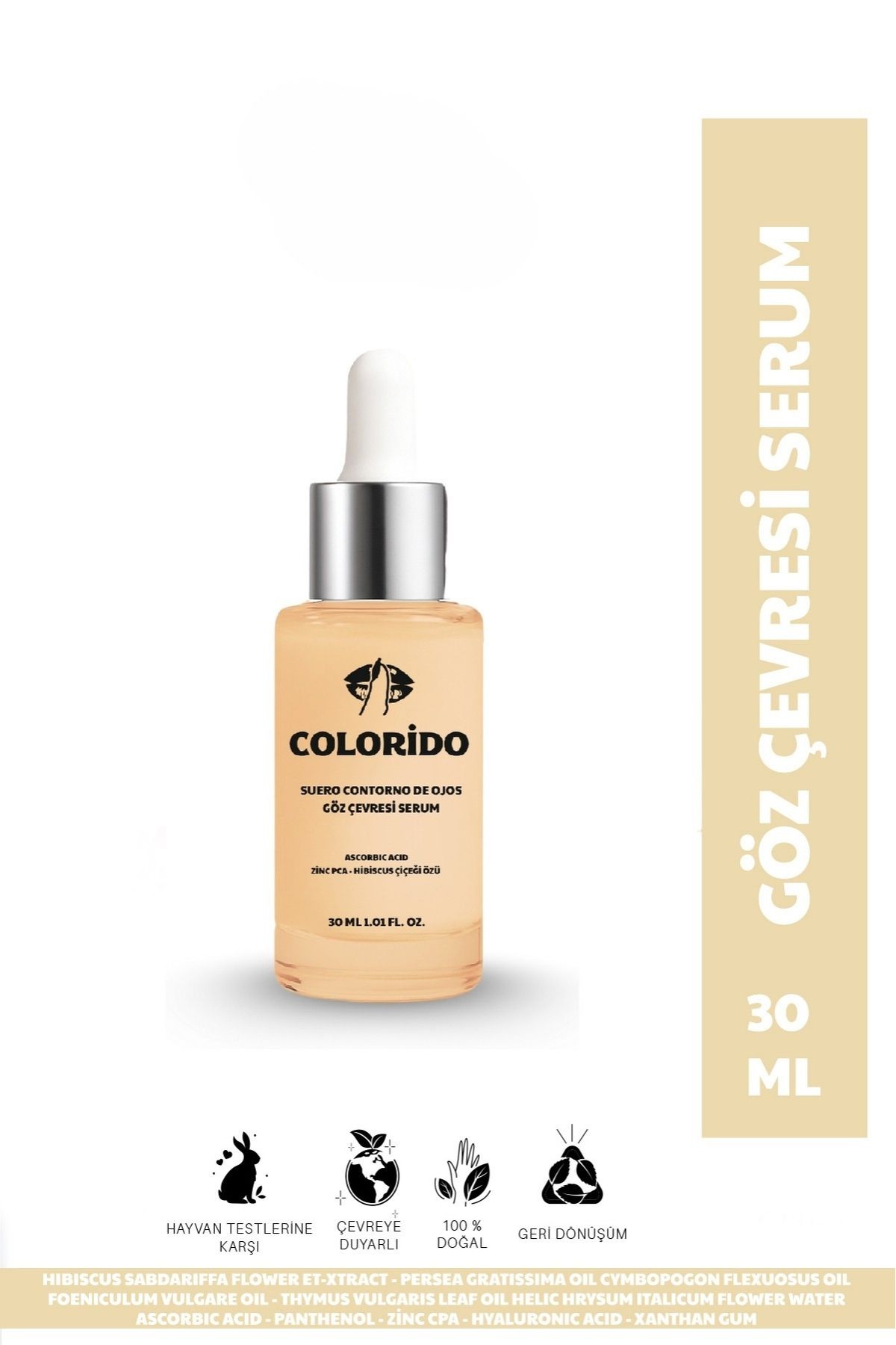 Colorido Kozmetik COLORİDO SUERO CONTORNO DE OJOS - KIRIŞIKLIK KARŞITI NEMLENDİRİCİ GÖZ ÇEVRESİ SERUM 30 ML