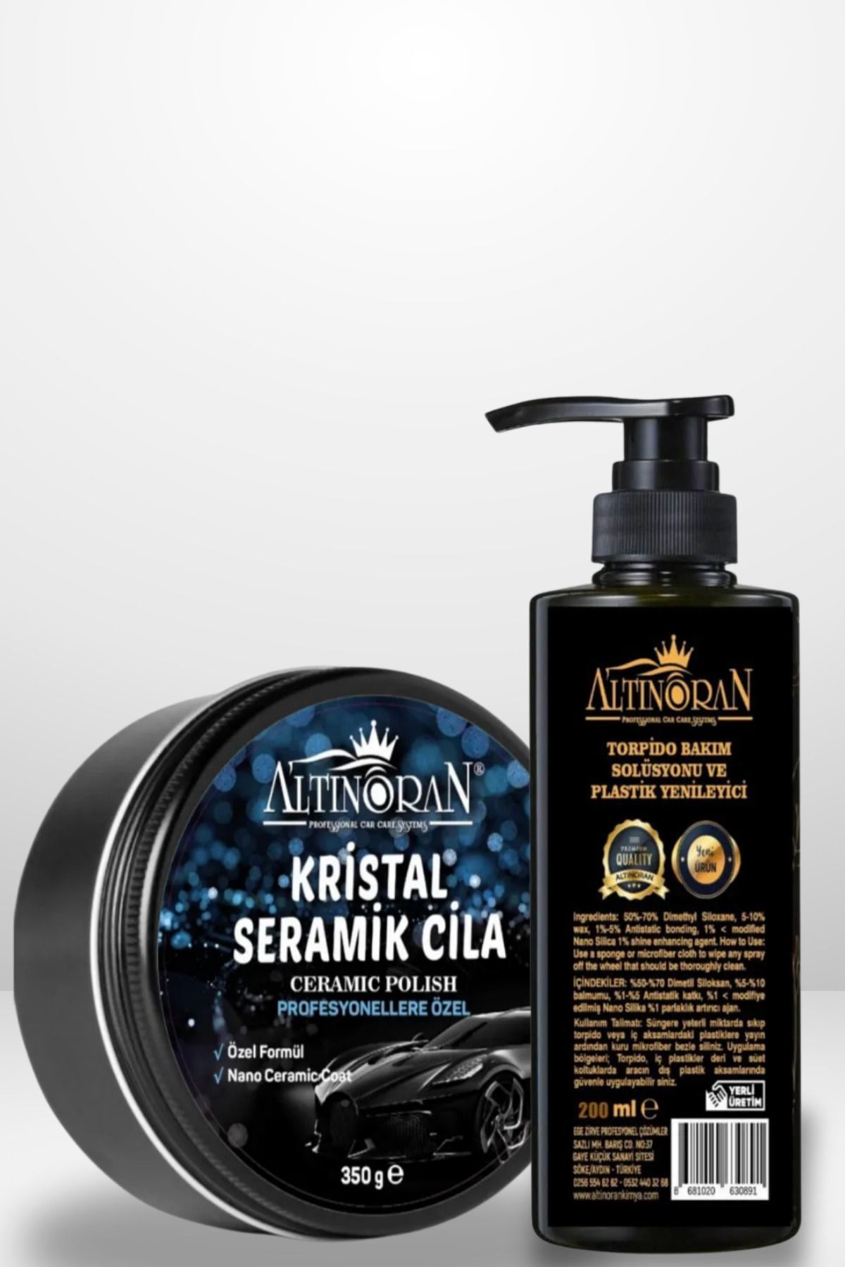 Altınoran Seramik Cila ve Torpido Parlatıcı Seti | Kristal Seramik 350ml + Torpido Parlatıcı 200ml
