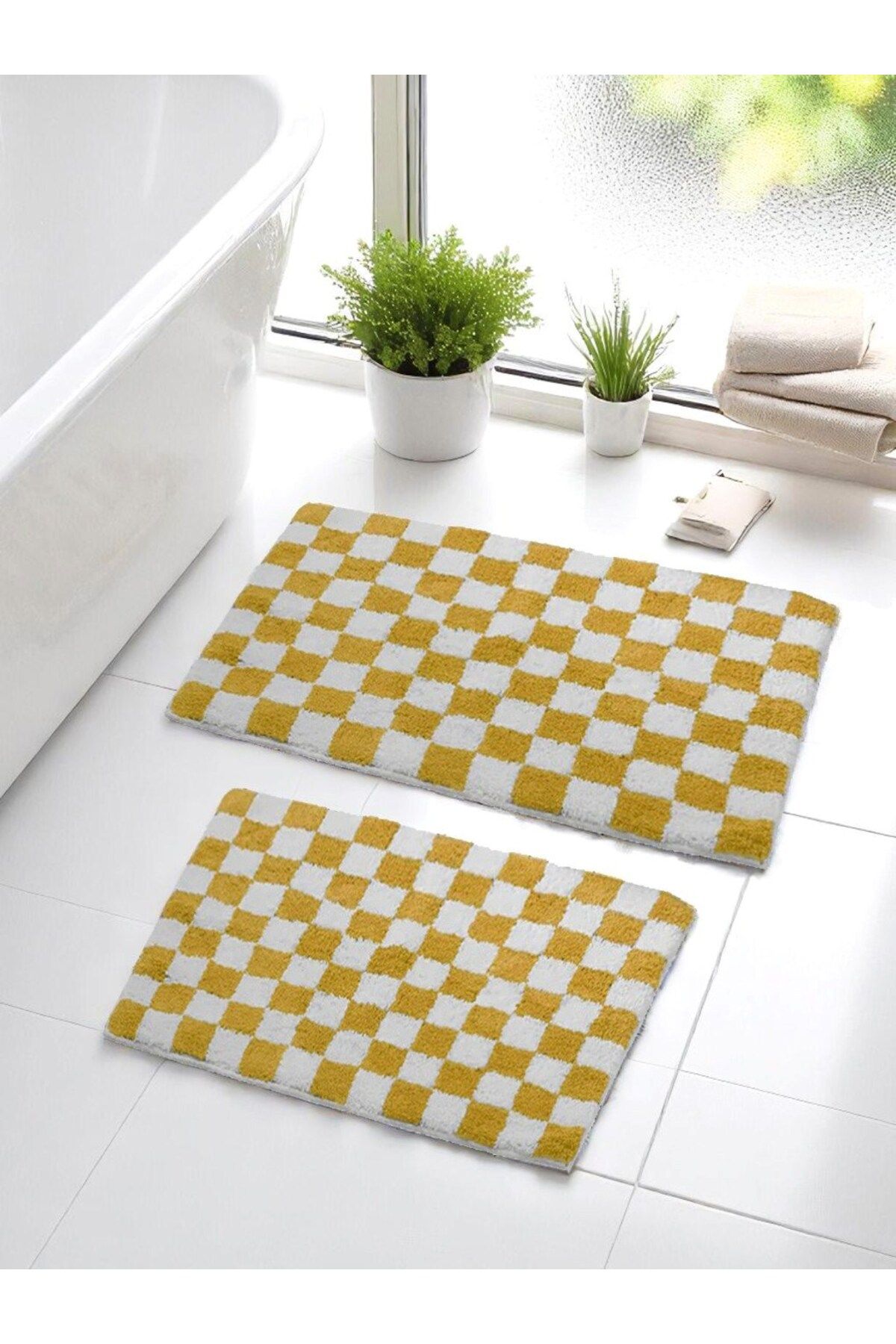 EUROBANO Chess 2'li Banyo Paspası Kaymaz Taban 60x100-60x50