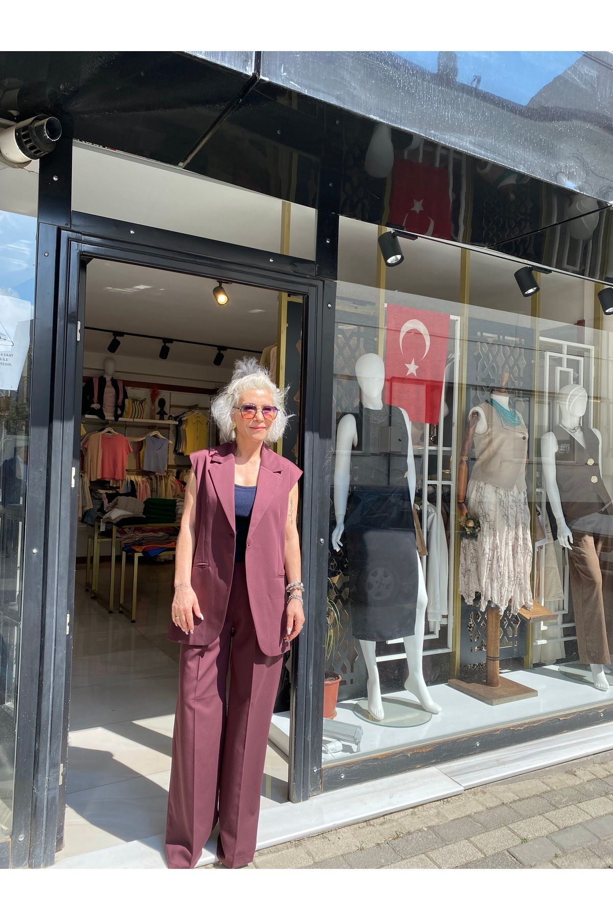 özlem adaşoğlu boutique POLİVİSKON TEK DÜĞME UZUN YELEK