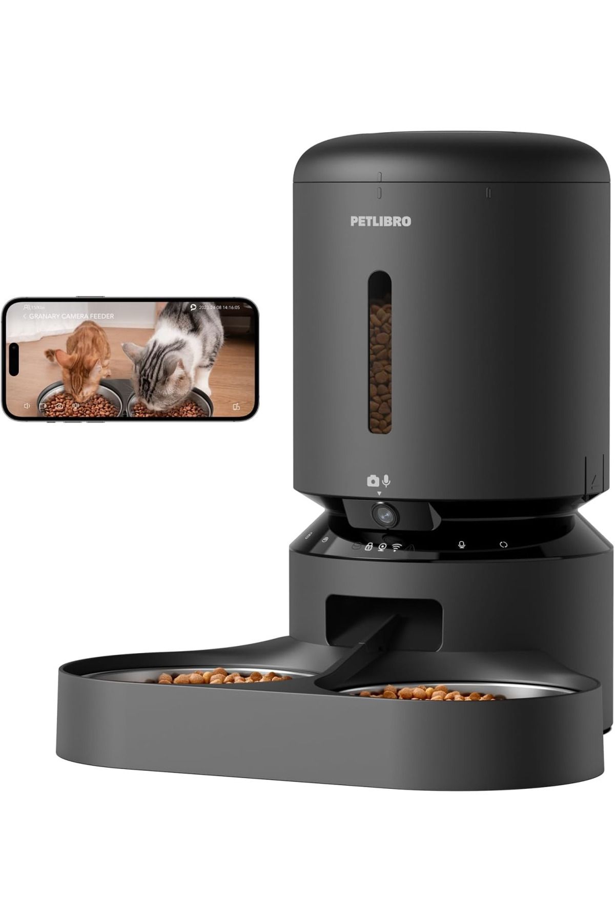 petlibro 5L Akıllı Otomatik Mama Kabı Çift Hazneli, 1080P Kamera