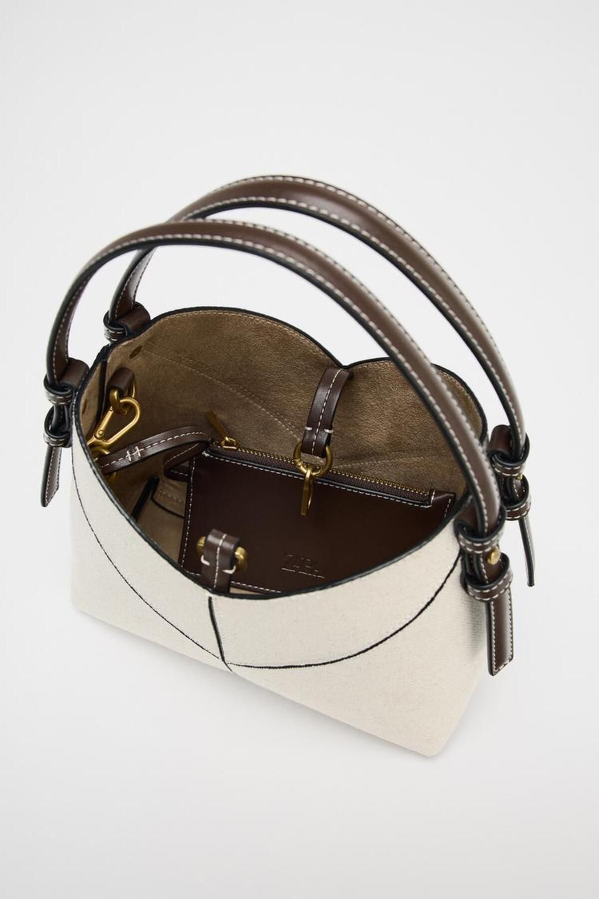 Zara KONTRAST RENKLİ MİNİ KANVAS SHOPPER