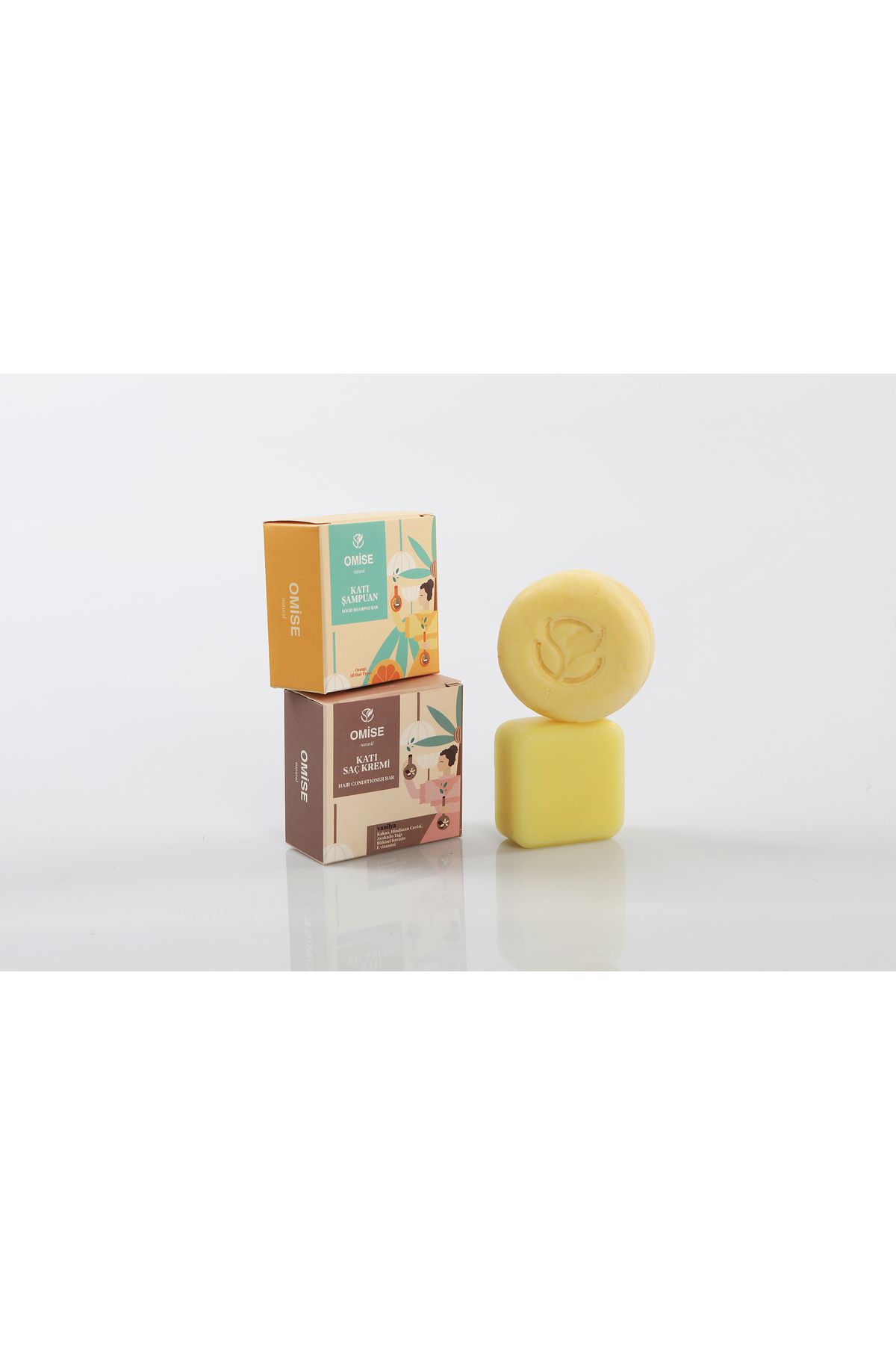 Omise natural , İkili Set, Katı Şampuan 95 gr + Katı Saç Kremi 65 gr