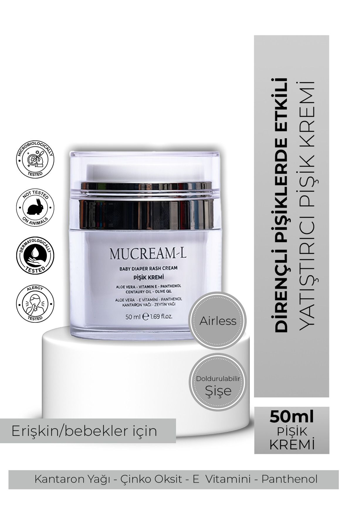 MUCREAM-L Mucream L Pişik Kremi 50 ml 20 adet Bebek Bakım Kremi Kantaron Yağı, B5,E Vitamini,Çinko