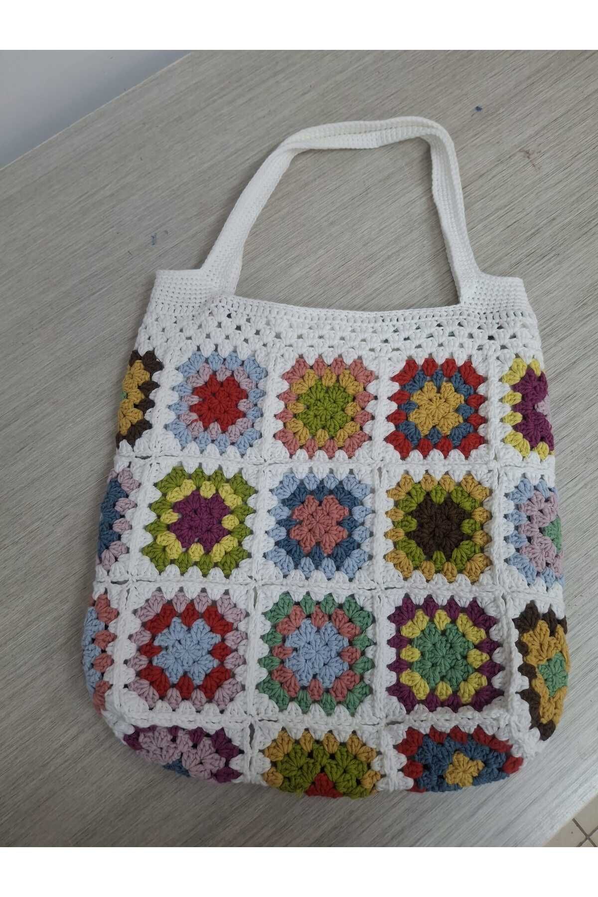 PonPon Hobi Evi Renkli Motifli Pamuk İp Çanta