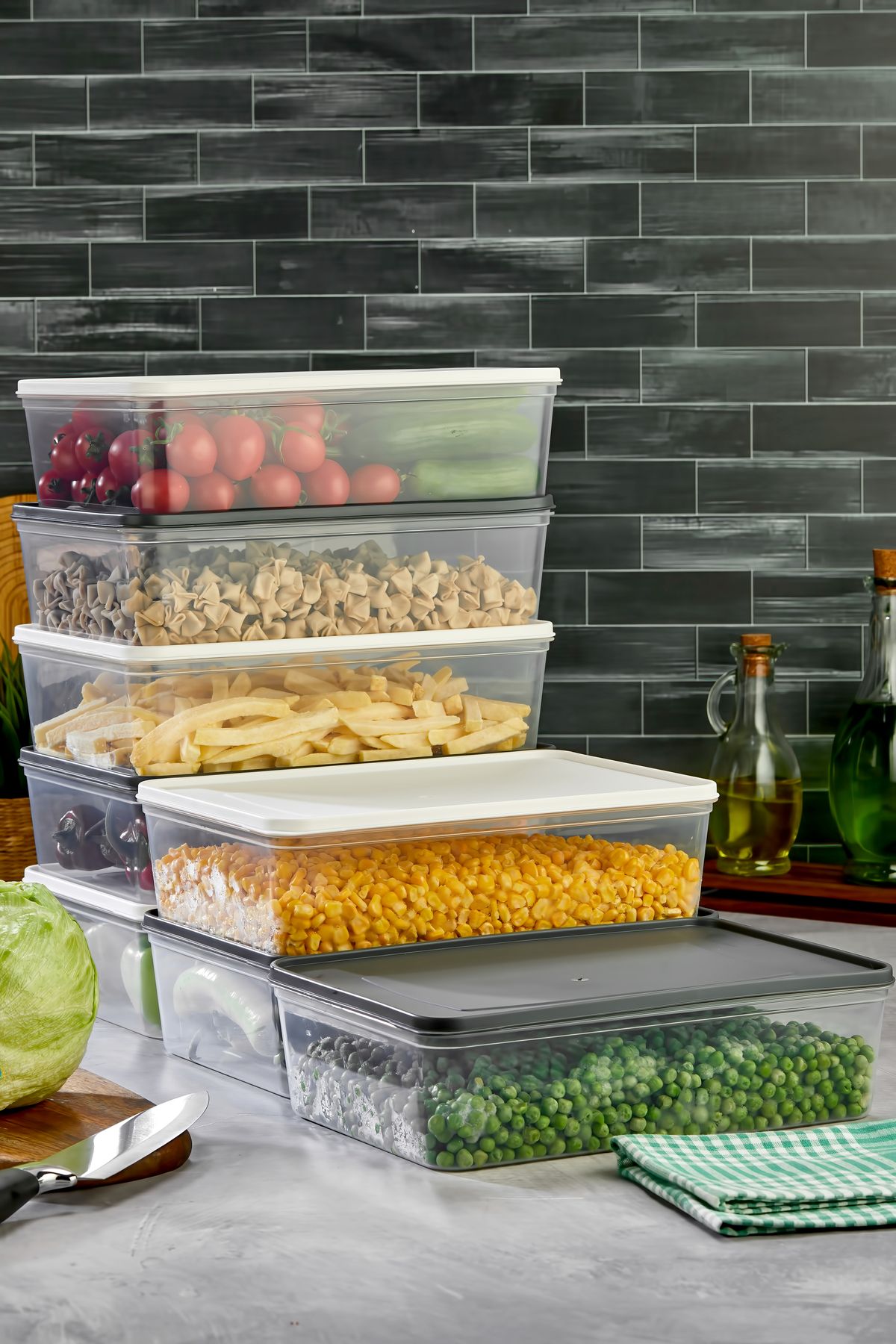 Espas Home-Freshkeep Storage Container Set of 8 Suitable for Microwave and Deep Freezer - Gray / White / 8*4000 ml 3