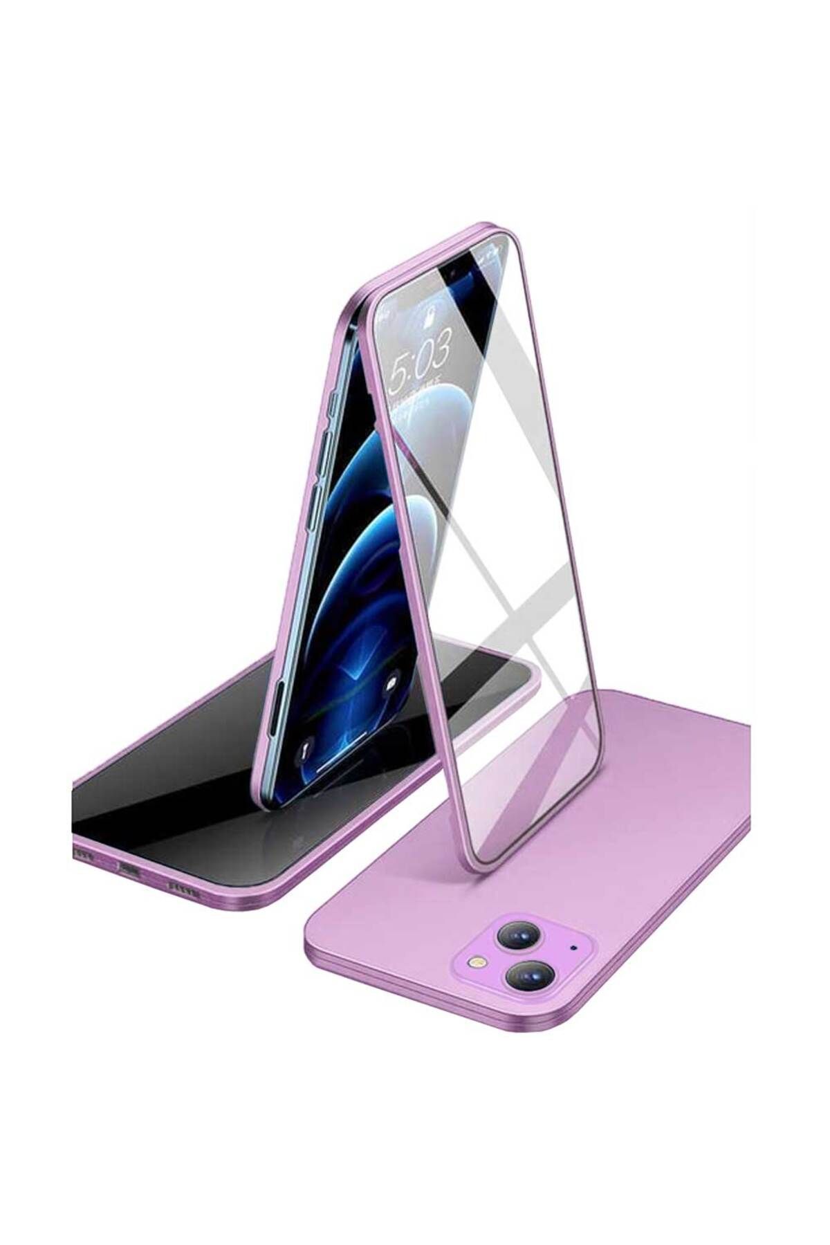 Smart Tech Apple iPhone 13 Uyumlu 360 Derece Tam Kaplayan Cam Kapak Kılıf