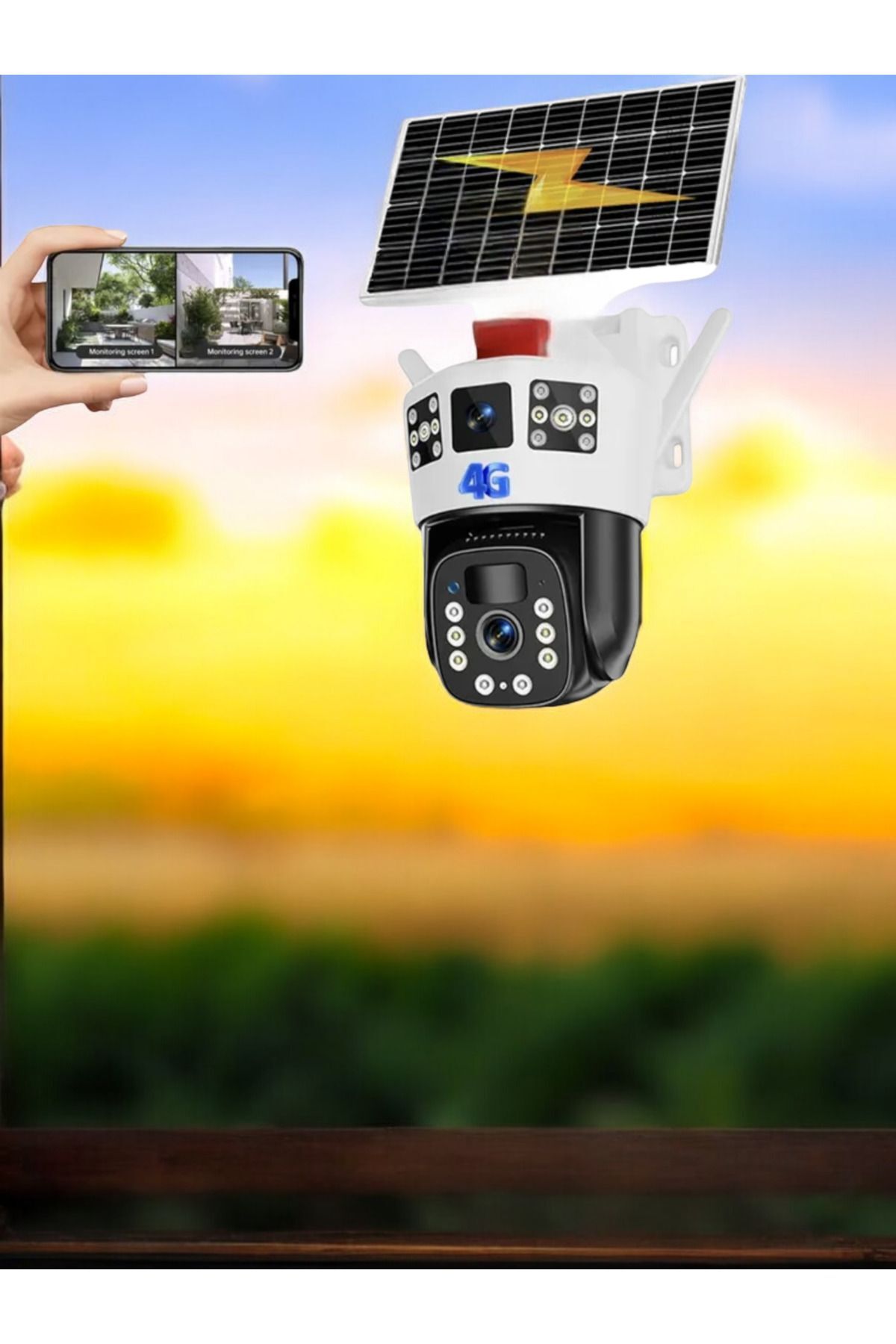 Invıcta Apprise 4K Çift Lensli Güneş Enerjili Güvenlik Kamerası, 4G SIM Kartlı, 360° PTZ,Gece Görüşlü