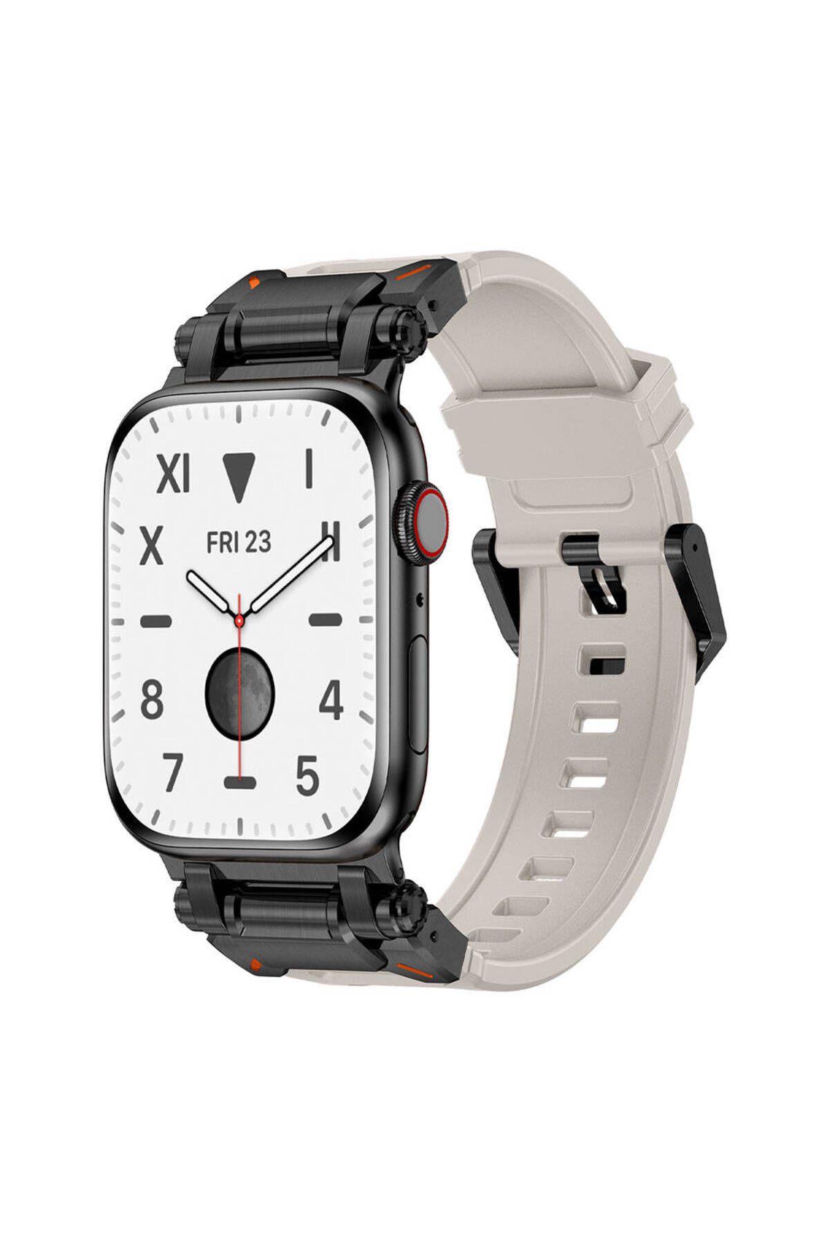 The Bear Case Watch 44mm TBC KRD-101 Titanyum Metal Başlıklı Silikon Kordon-Siyah-Starlight