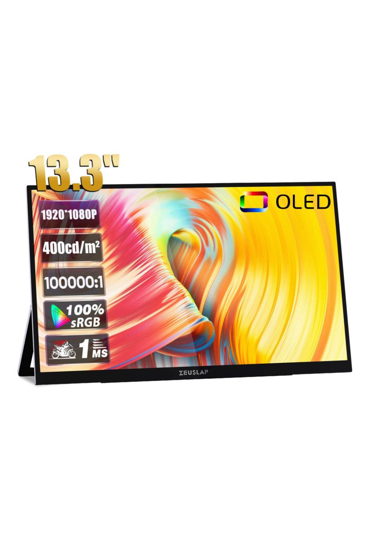 ZEUSLAP Ol133ed 13.3" 1920*1080@60hz Fhd Oled 400nit Yansıma Önleyici Dokunmatik Ekranlı Taşınabilir Monitör