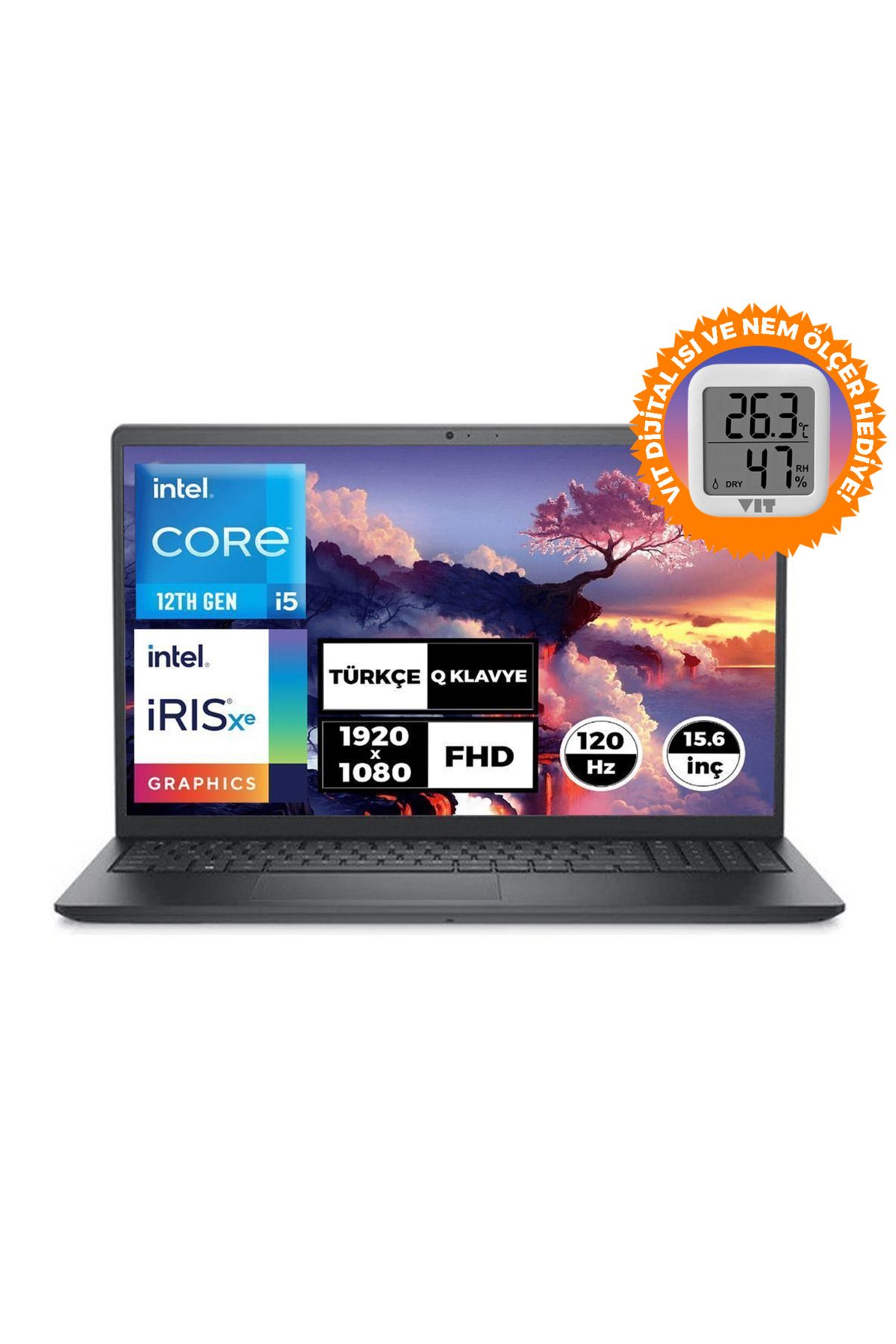 Dell VOSTRO 3520 i5-1235U 32GB 512GB SSD W11P 15.6" FHD Laptop + VIT Termometre N1611PVNB3520U 040