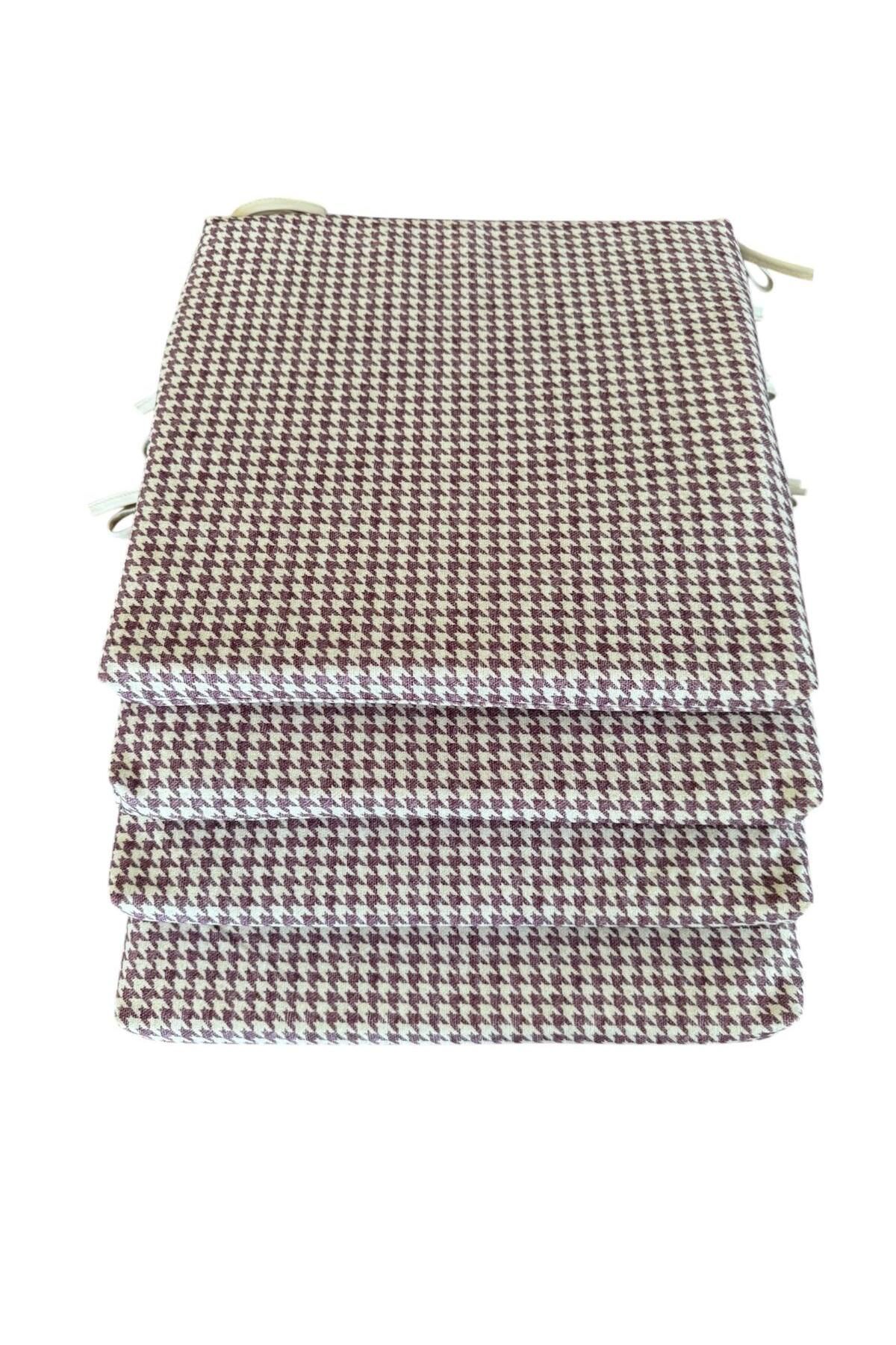 Bykutlay Home Collection 4 ADET SÜNGERLİ SANDALYE MİNDERİ