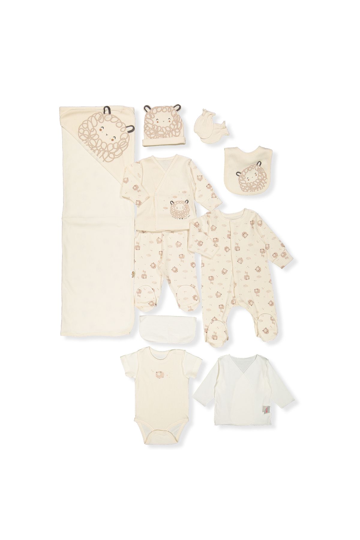 Bebetto ORGANİK RAPORLU İNTERLOK ZIBIN SET 10LU (ORGANIC LITTLE LAMB) Z1027 BEJ 0-3M/62CM