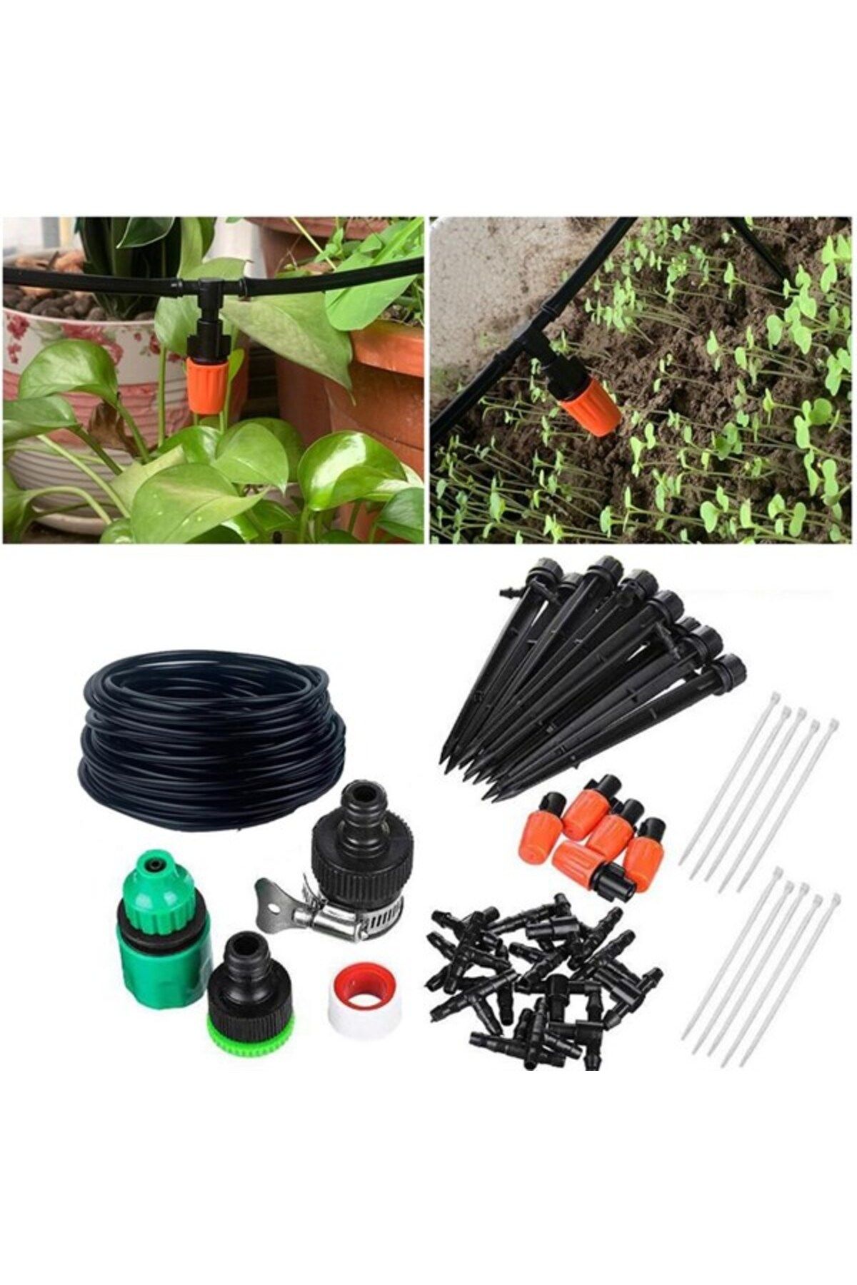 SANEC 10 Metre Bahçe Damlama Sulama Sistemi Seti Hortum ve Ek Parçaları