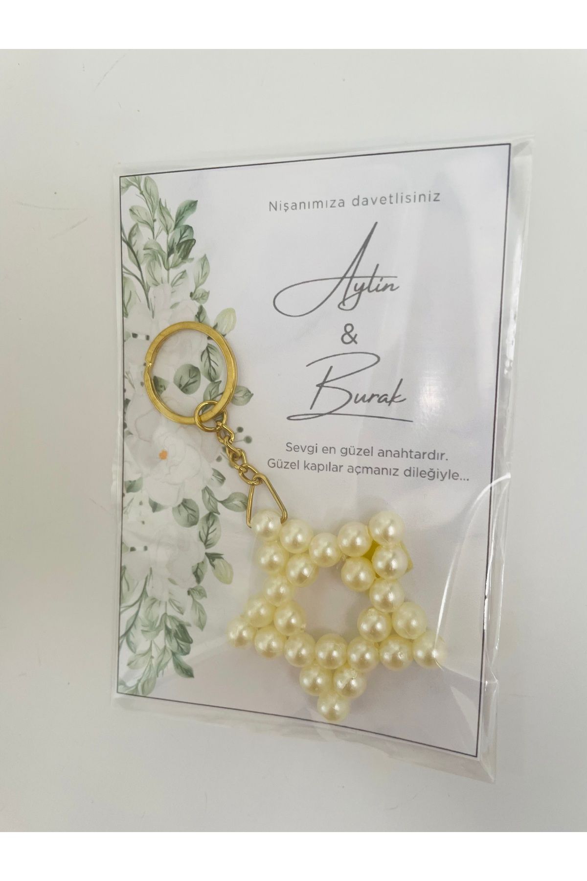 Hanne Gift Box HANNE GİFT BOX 10 adet İnci Yıldız anahtarlıklı nişan