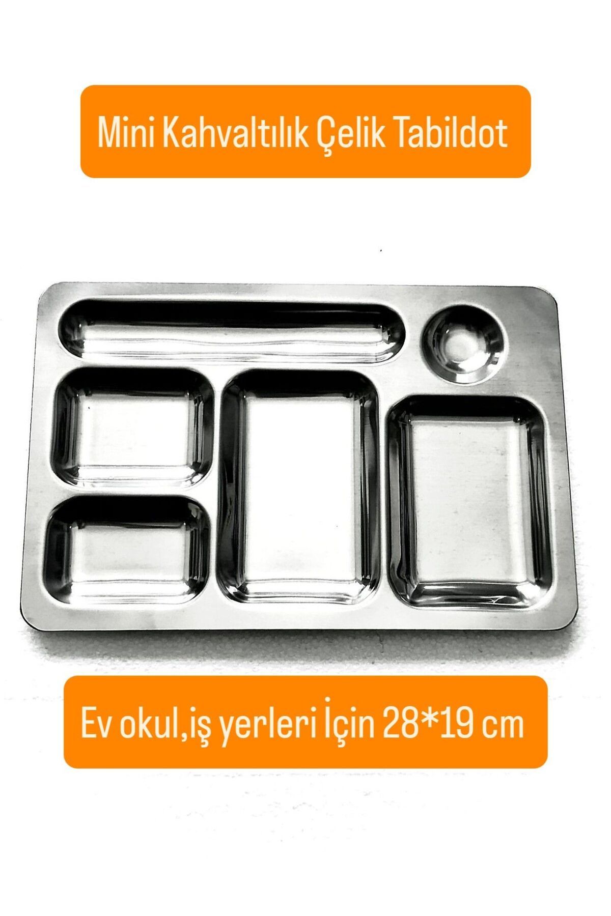 Becenhouse Paslanmaz Çelik Kahvaltılık Tabildot 1 adet 28*19 cm Mini Metal Tabldot
