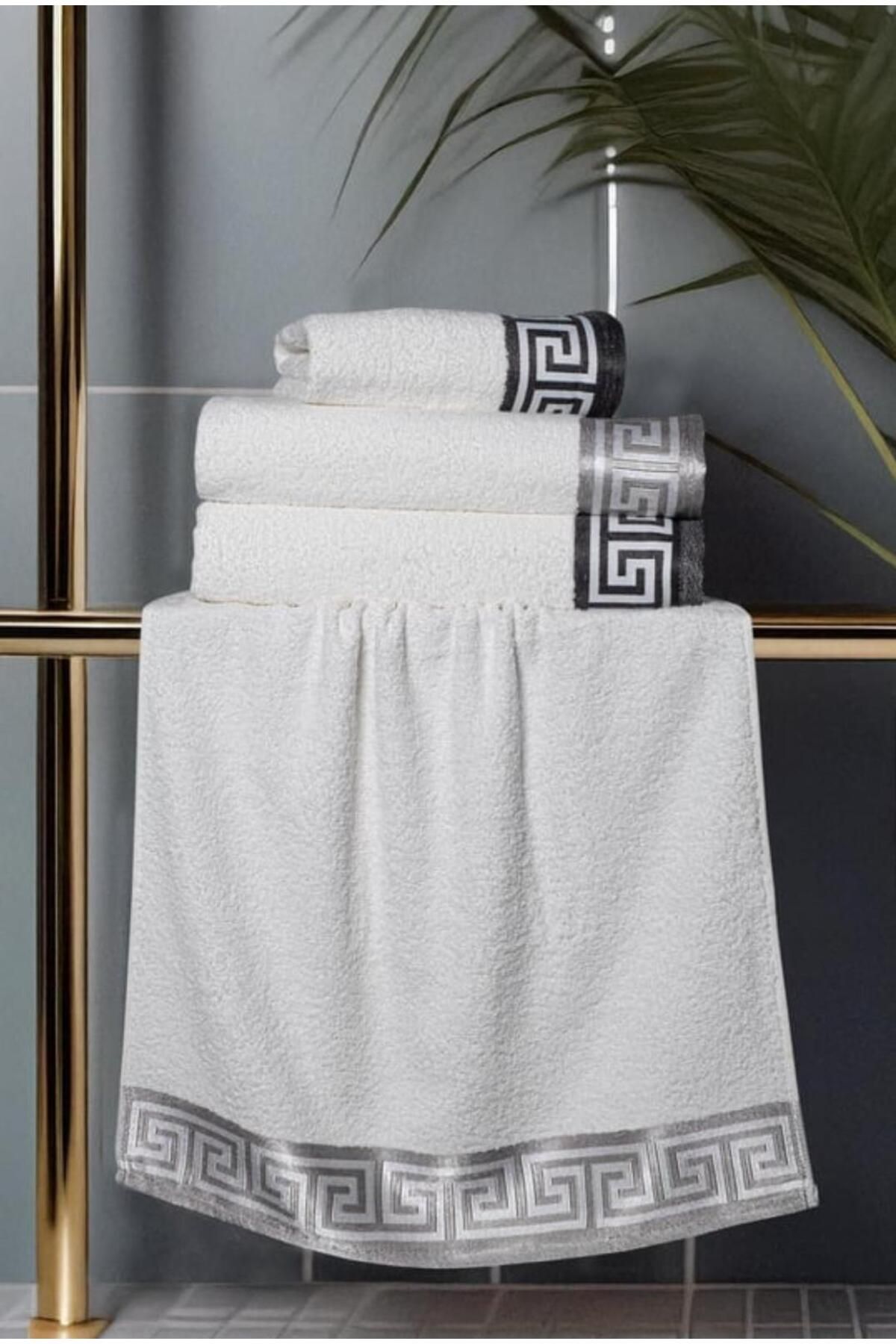 d'niss home touch of nature in your home 4'lü Grek Desen Banyo Seti 50*90-70*140
