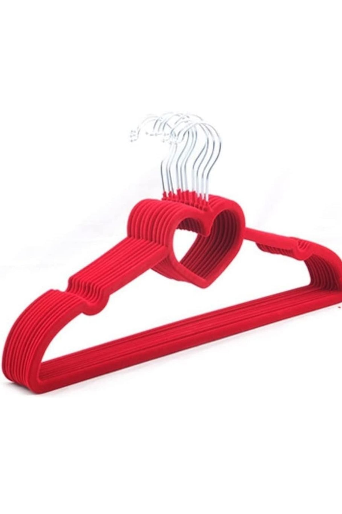 MyBalliStore KALP DETAYLI KADİFE ELBİSE DOLAP ASKISI 5'li (Bordo)