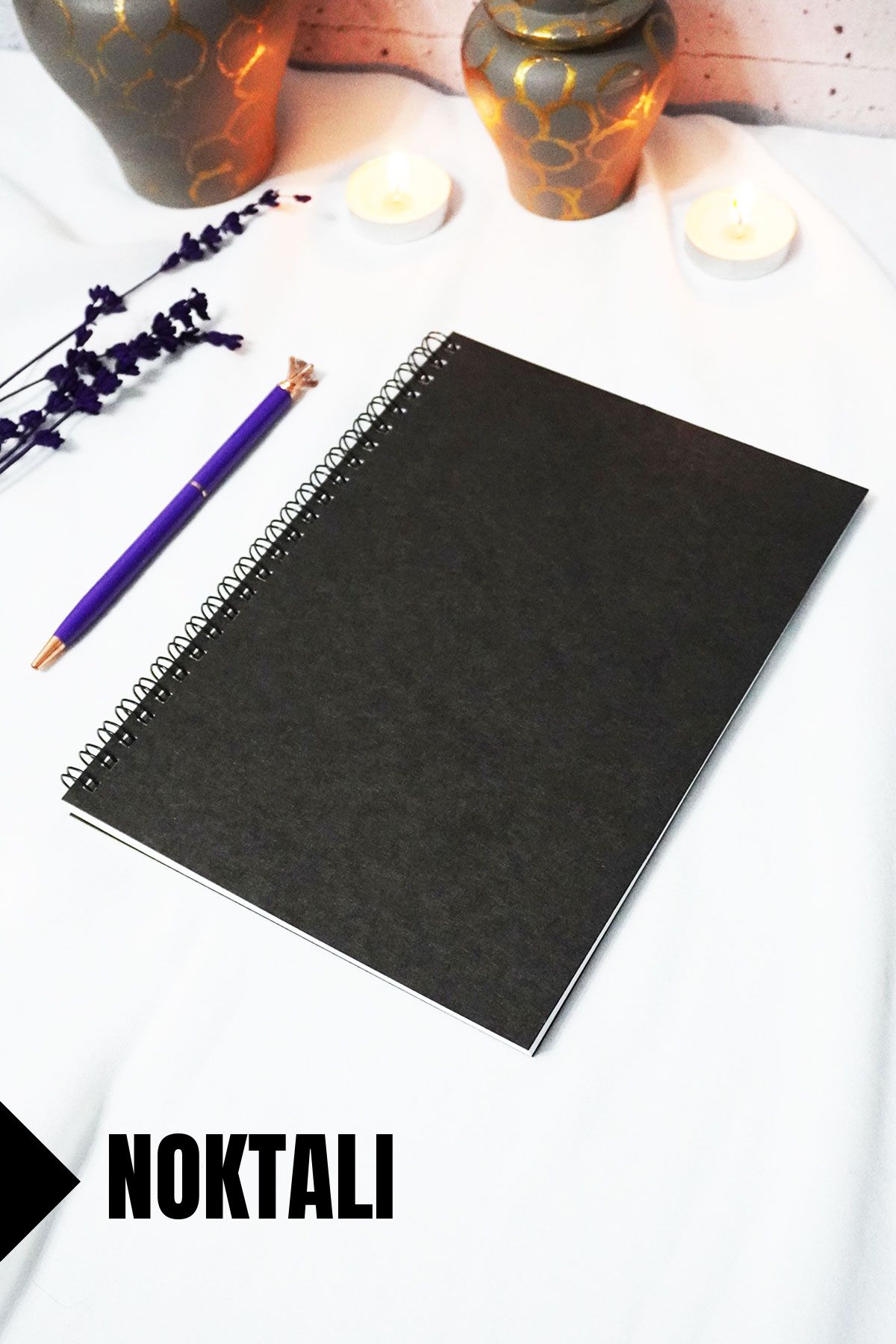 markcat A5 Siyah Kraft Kapaklı - Noktalı Defter - 60 yaprak (120 sayfa) 15x21 cm - Okul Defteri