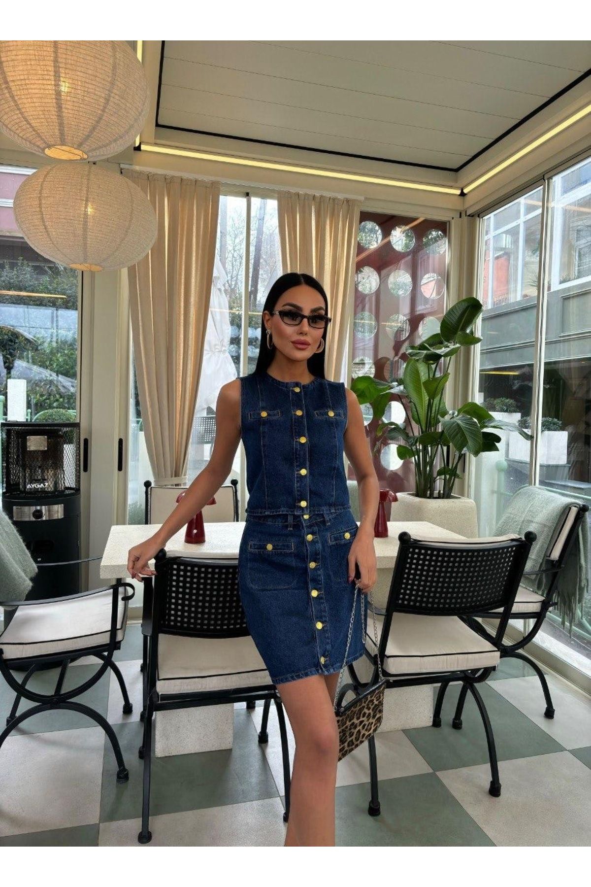 lolaa butik Düğmeli etekli takım
