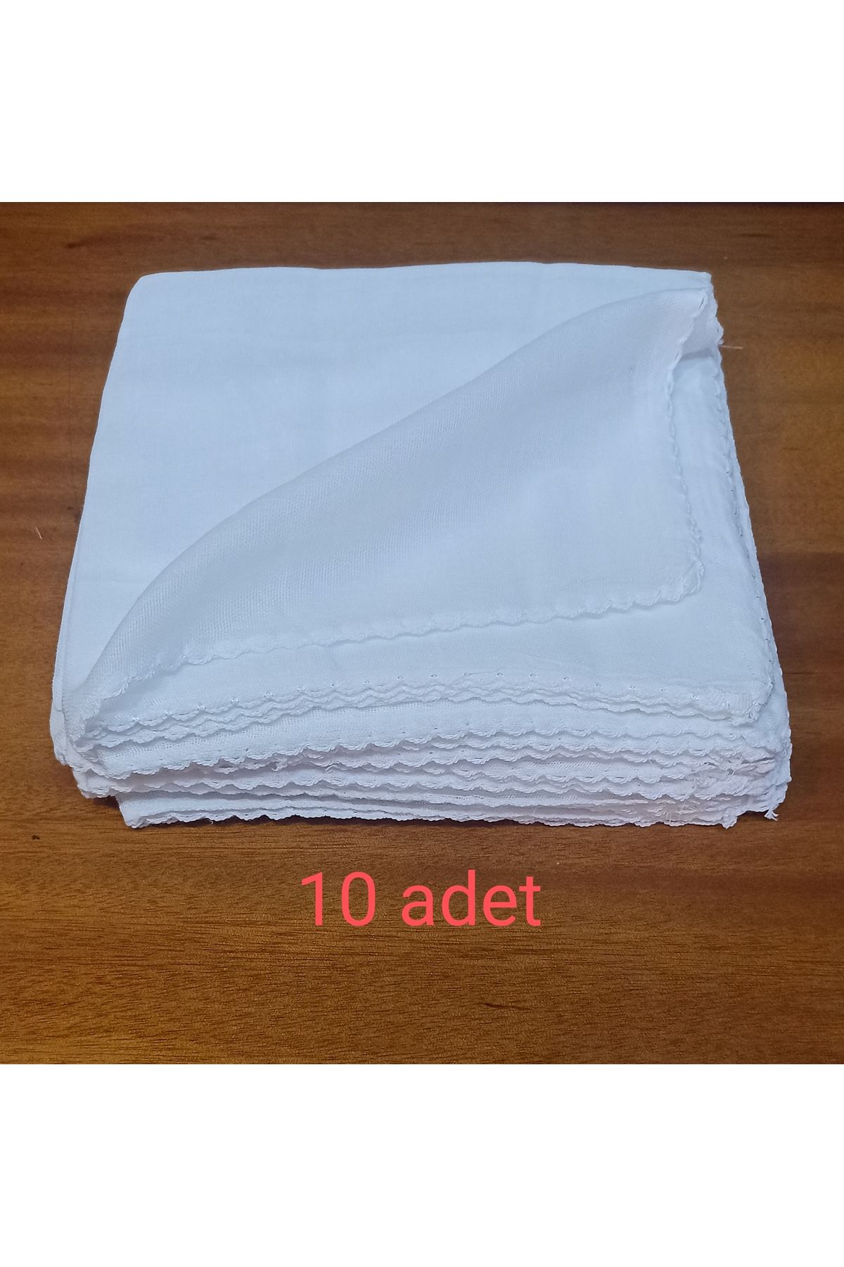 HUZURLU 10 adet beyaz pamuklu İç tulbenti başörtü bone 90x90 ebat %100 Pamuk kenarı oyalı
