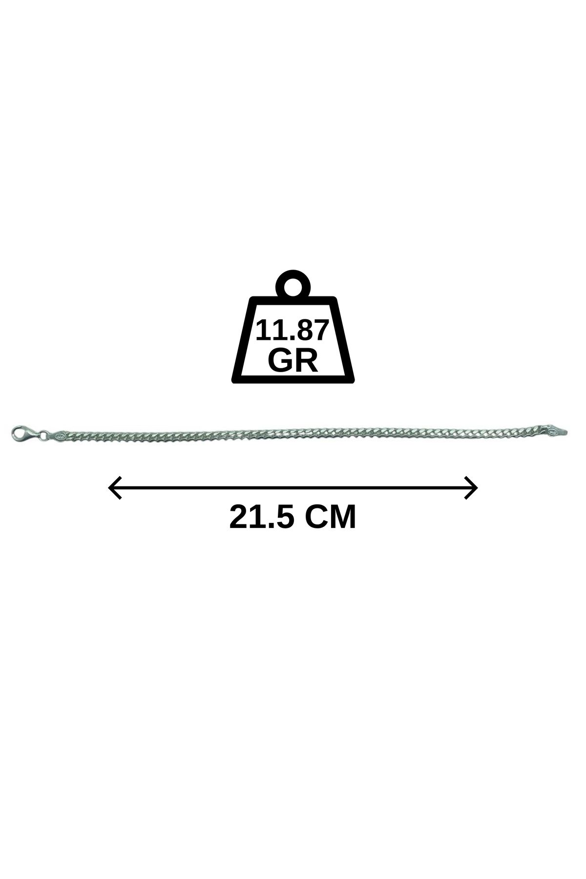 CERCİBAZAAR Erkek Gümüş Zincir Bileklik – 925 Ayar - 11.87 GR