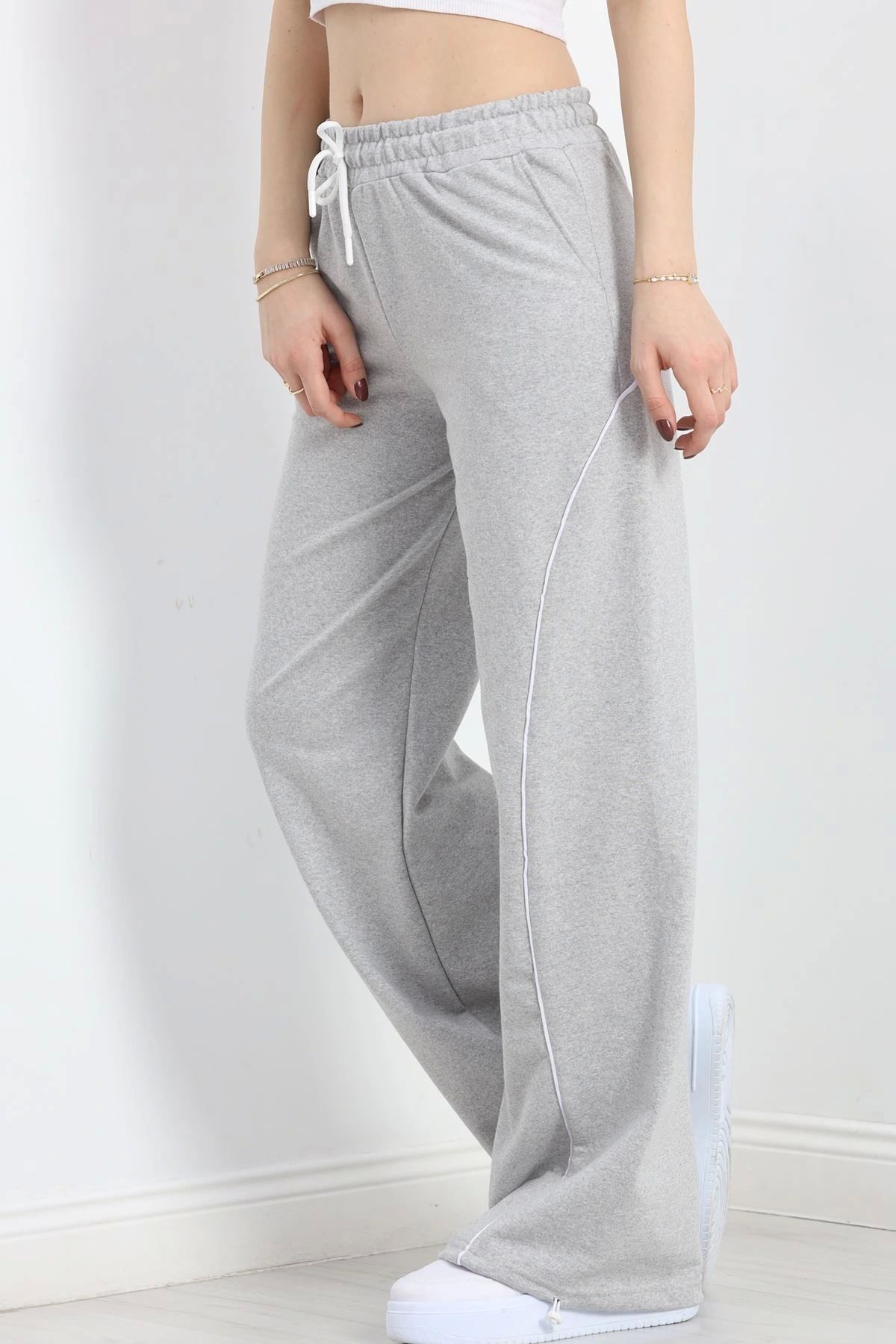 OurStyles Paça Stoperli 2 İplik Eşofman Altı Gri - 50058.1857.