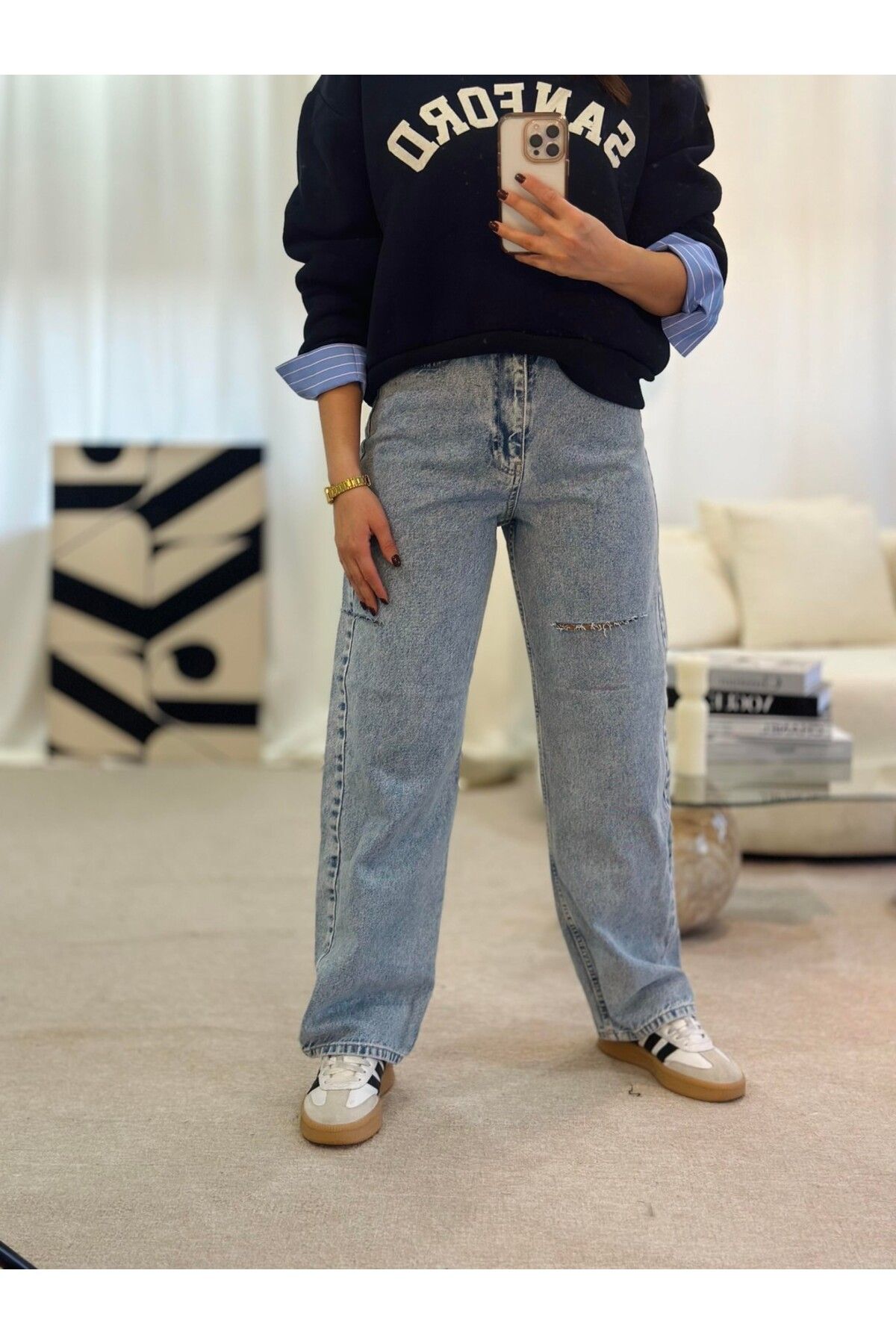 Soshow Plazo Pantolon Yırtık Model