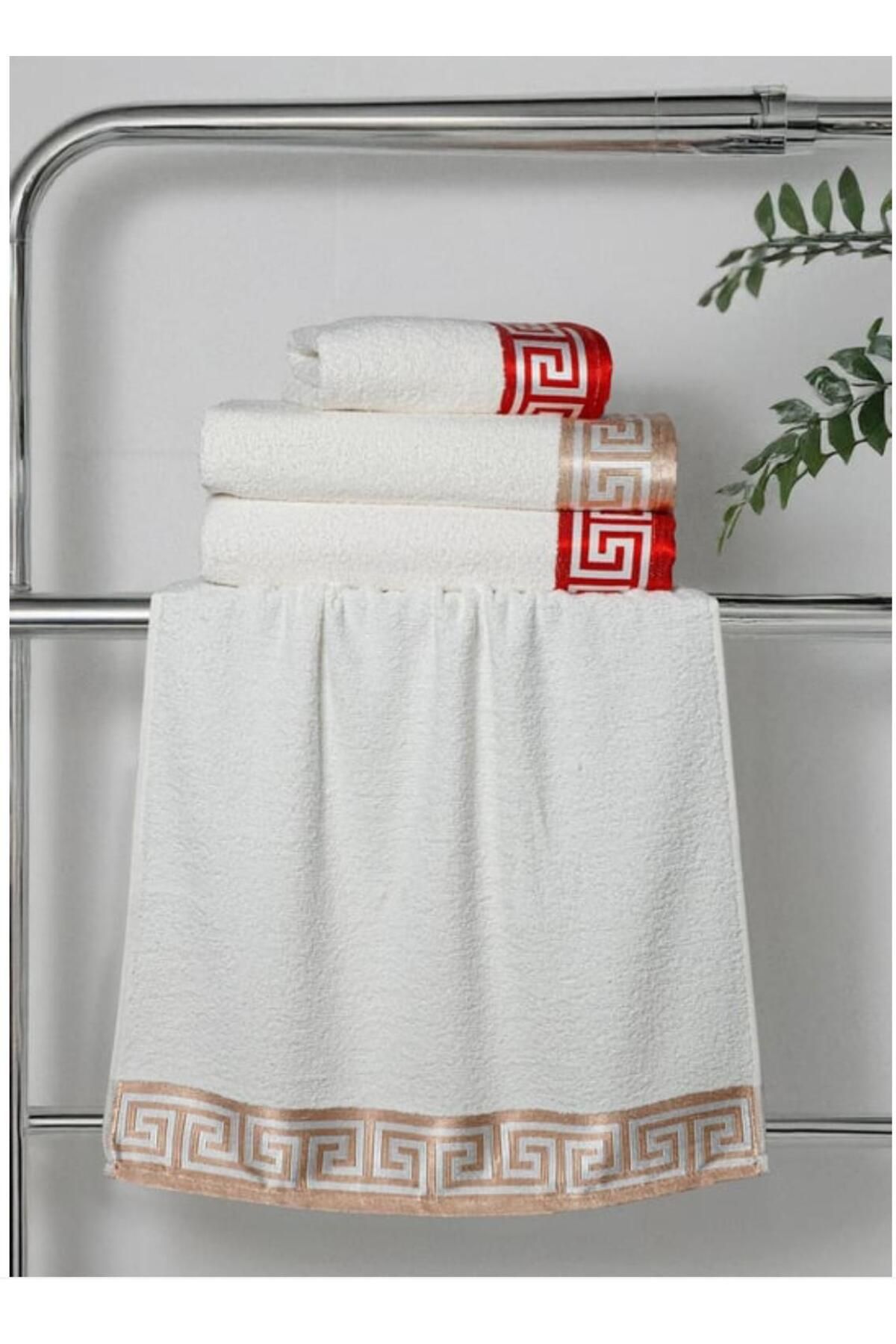 d'niss home touch of nature in your home 4'lü Grek Desen Banyo Seti 50*90-70*140