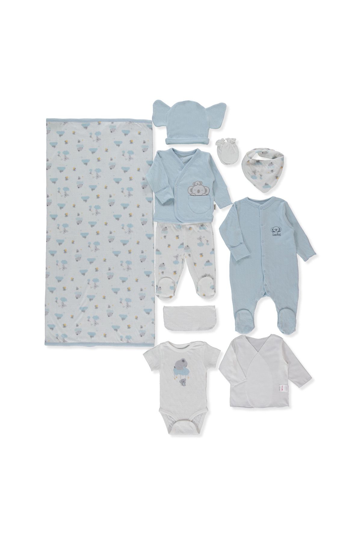 Bebetto ORGANİK SÜPREM DOUBLE ZIBIN SET 10LU (ORGANIC STARS AND KOALAS) Z1030 GRİ 0-3M/62CM
