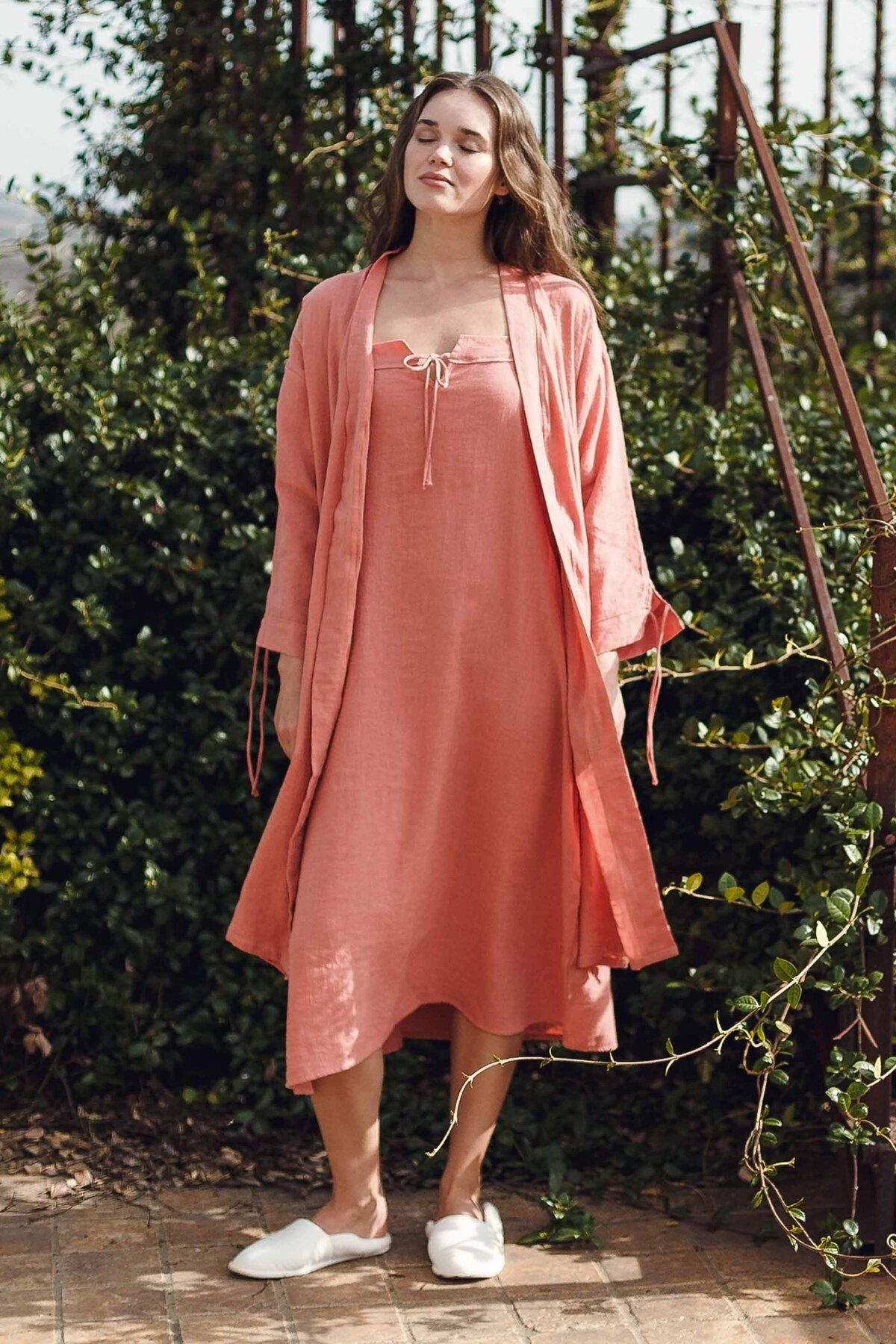 JOJOMIA Sofia Kadın Sabahlık / Kimono Somon