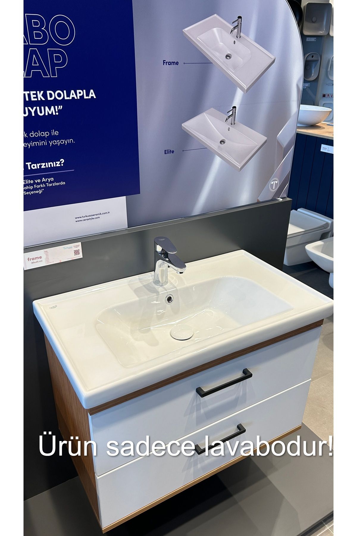 TURKUAZSERAMİK Cerastyle Frame 90 x 45 cm Dolap Uyumlu Lavabo