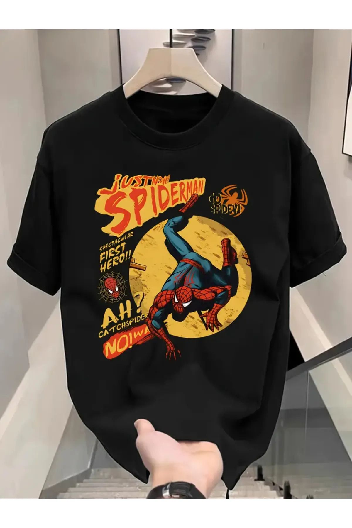 Koklonmoda Unisex Spider-Man Baskılı Oversize T-Shirt