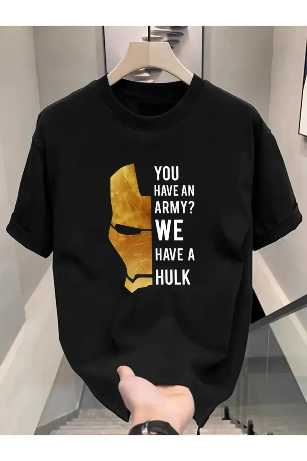 Koklonmoda Unisex İron-Man Baskılı Oversize T-Shirt