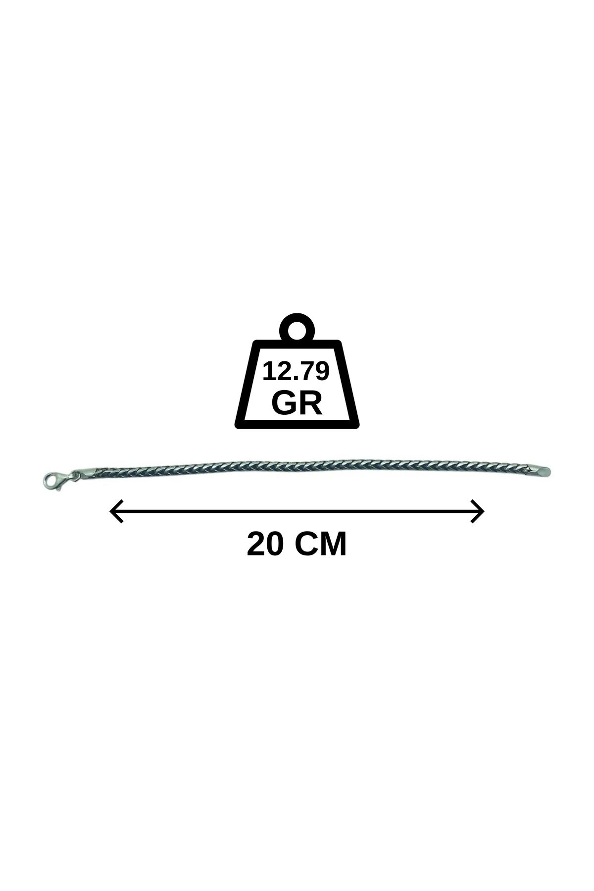 CERCİBAZAAR Erkek Gümüş Zincir Bileklik – 925 Ayar - 12.79 GR