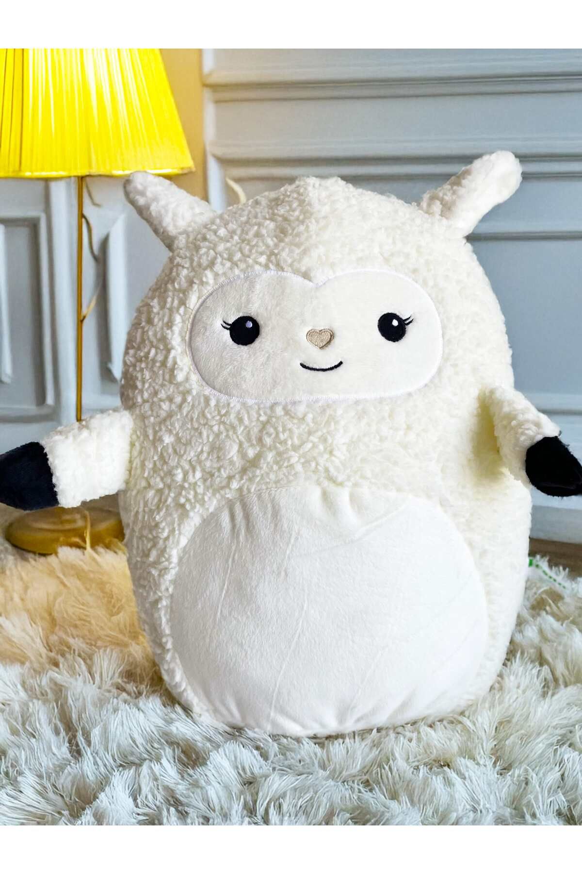 PoppyPlays Koyun Peluş Yastık Büyük Boy - Yumoş Yumoş Dekorasyon Yastık L Koltuk Dekorasyon Yastığı