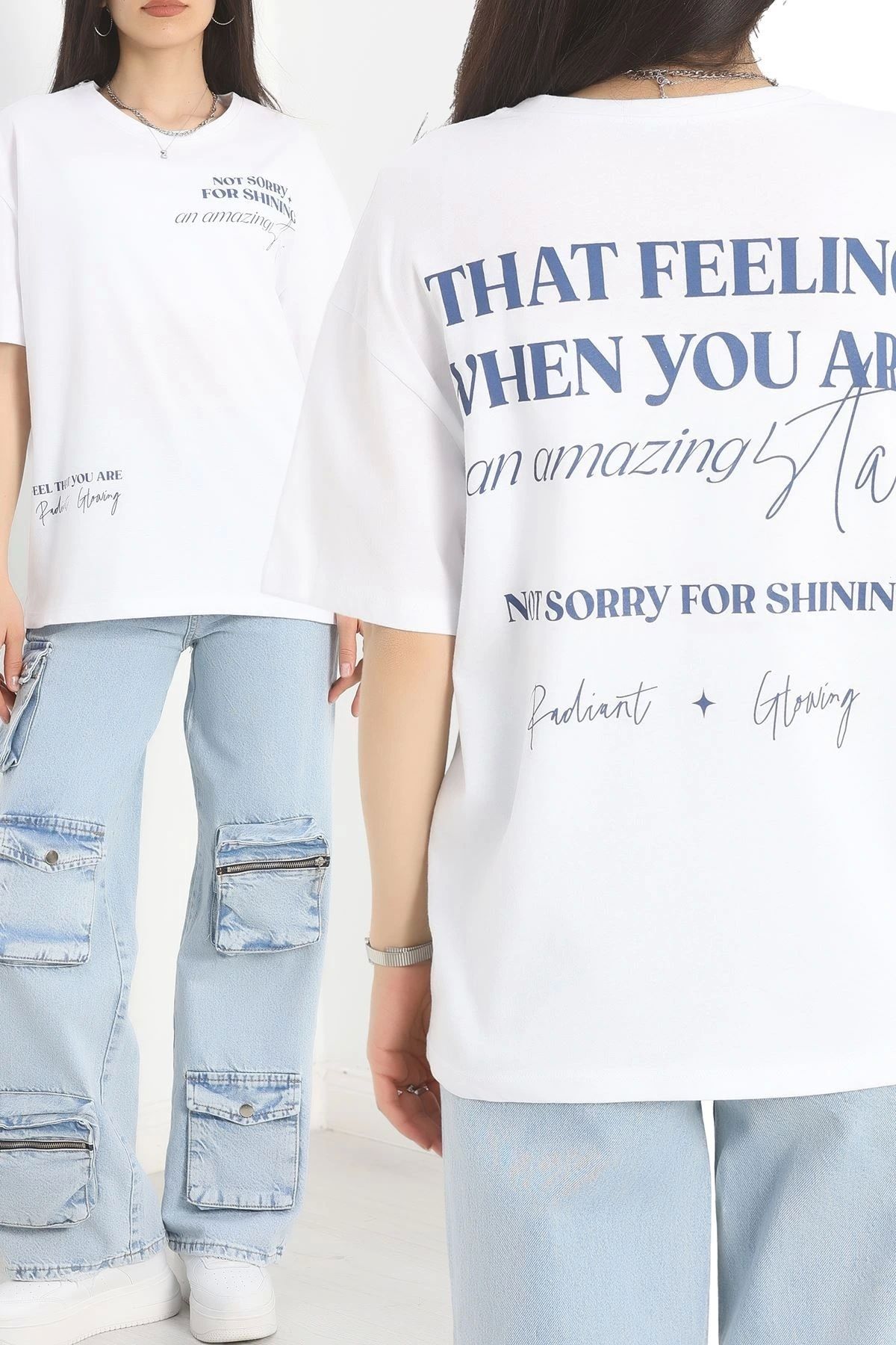 OurStyles Baskılı Oversize Tişört Beyazlaci1 - 40637.1872.