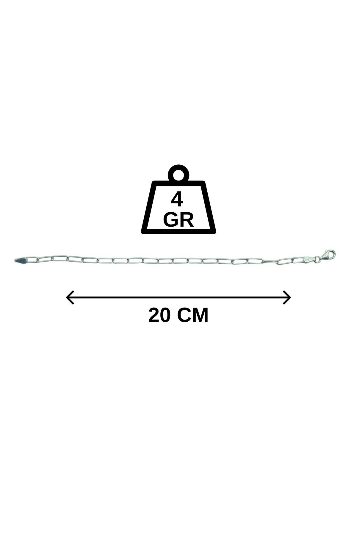 CERCİBAZAAR Erkek Gümüş Zincir Bileklik – 925 Ayar - 4 GR