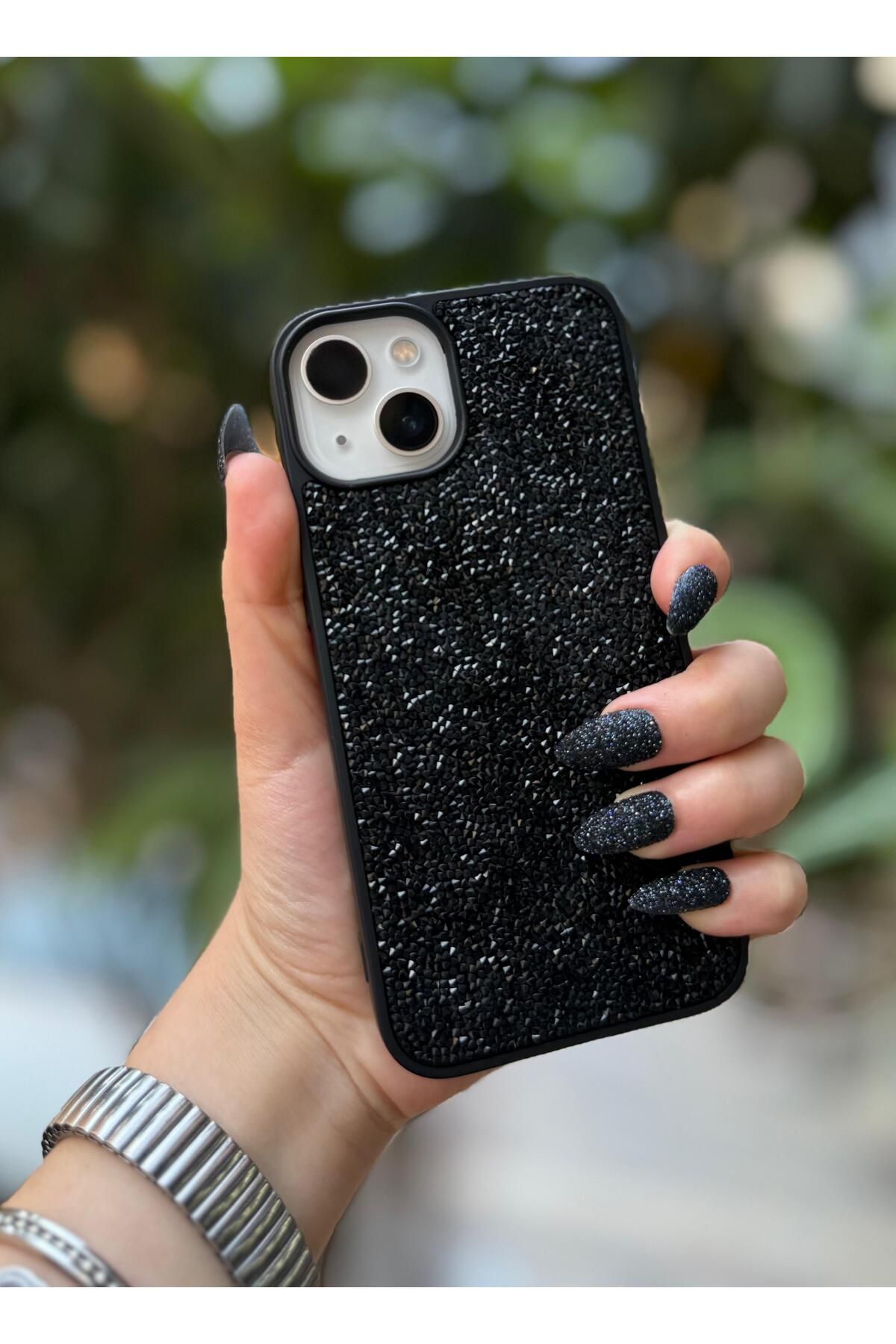 Caseji İphone 13 Uyumlu Elmas Parlak Taşlı Kenarları Yumuşak Telefon Kılıfı