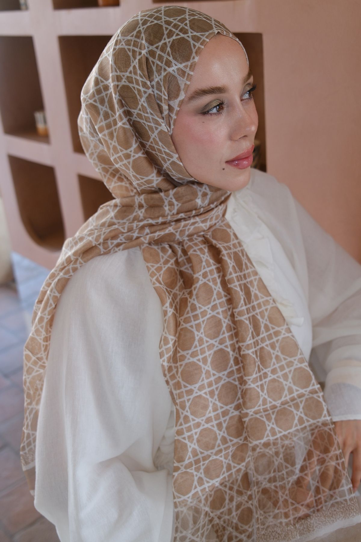 diorel Çizgili Monogram İpek Vual Şal