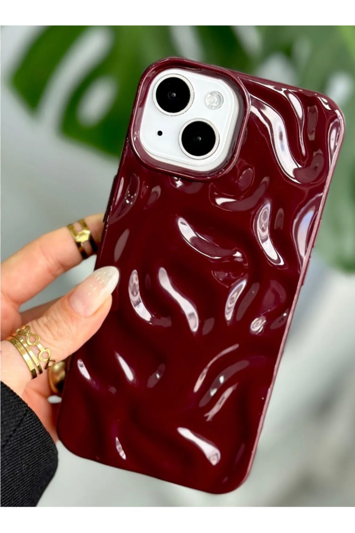 Caseji İphone 13 -14 Uyumlu 3D Dalgalı Desenli Parlak Wave Slikon Kılıf