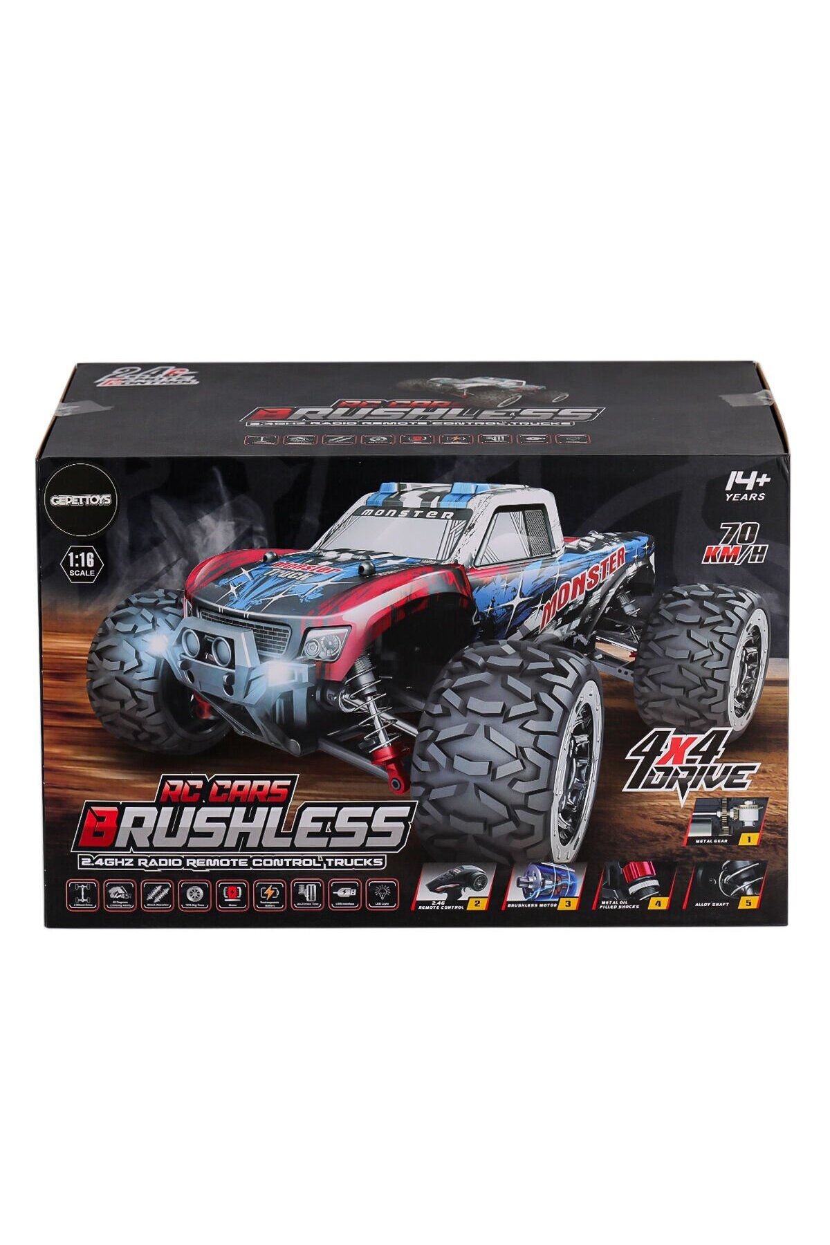 Gepettoys 866-1602 Kumandalı 1:16 70 km/h Brusless Araba 4x4
