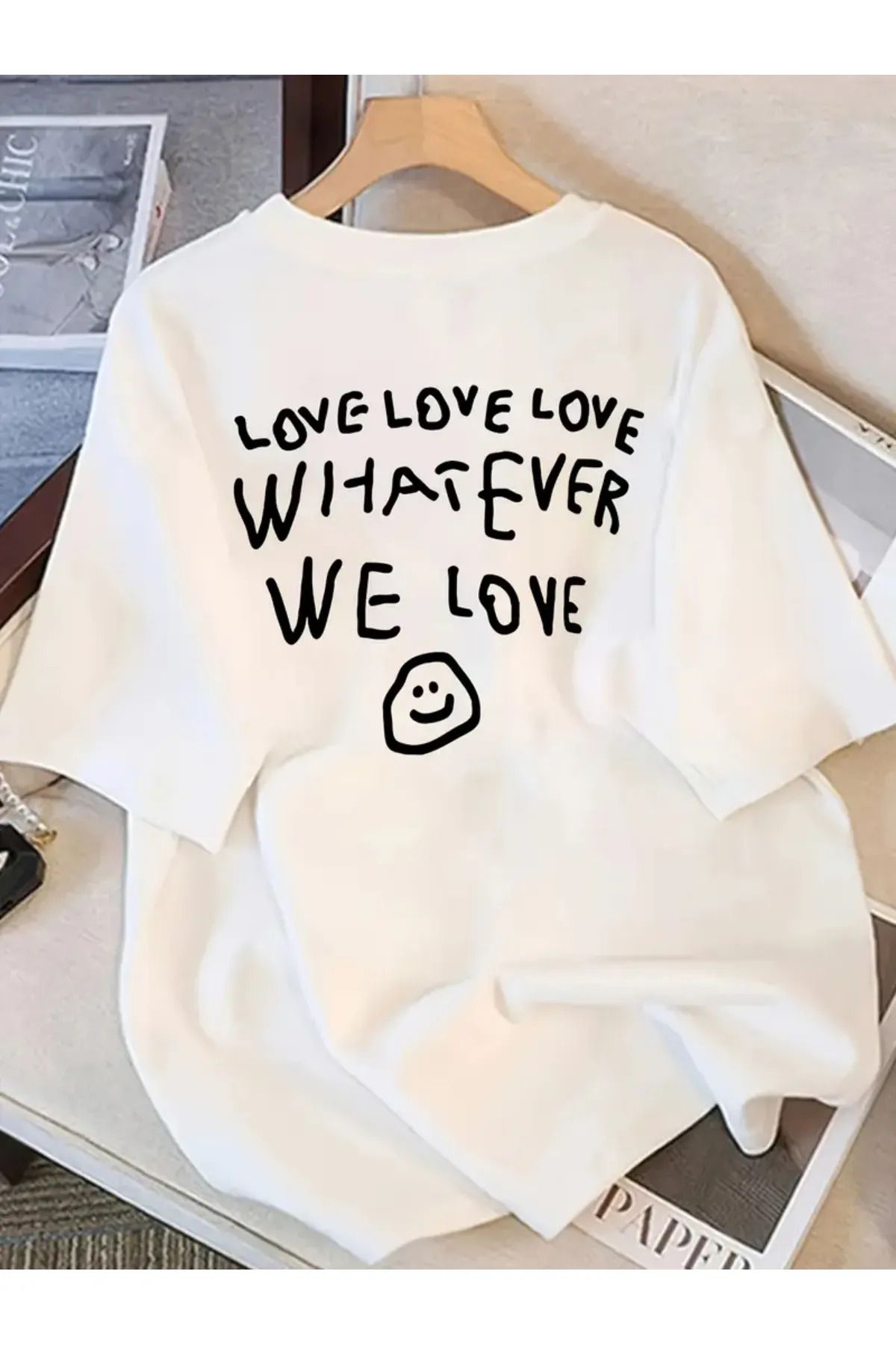 Koklonmoda Unisex Love Baskılı Oversize T-Shirt