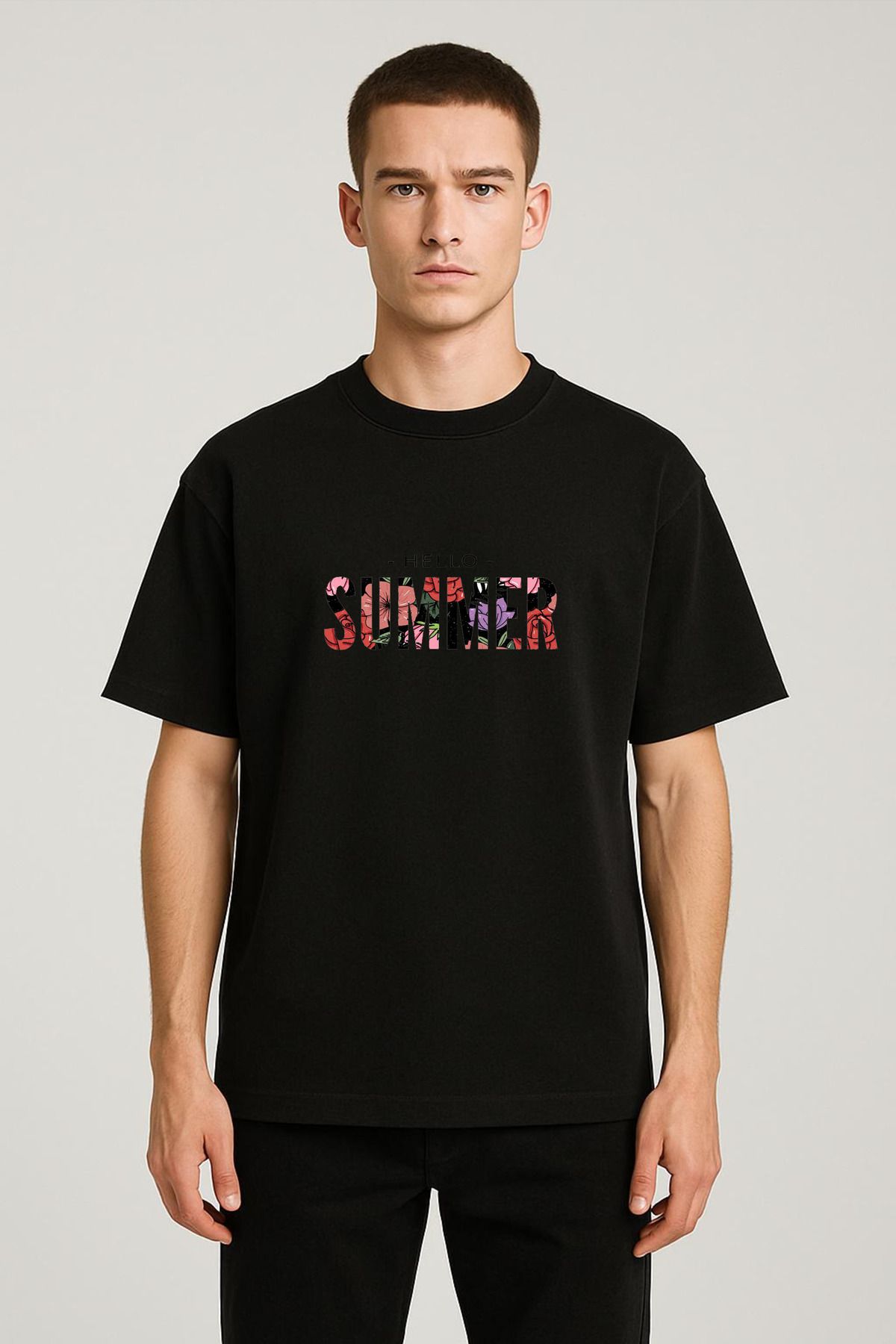 MODA Unisex Oversize Kalıp Hello Summer Baskılı T-Shirt