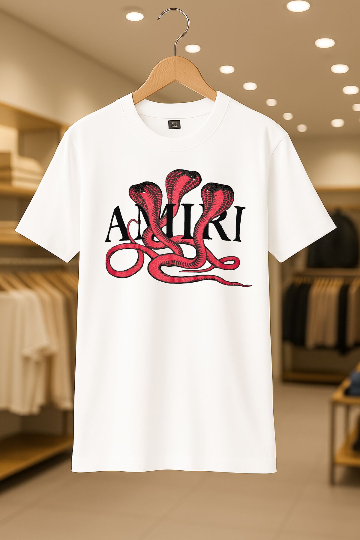 SELF CONTROL Kızıl Yılan Baskılı Oversize Unisex %100 Pamuklu Nefes Alan Kalin Kumaşlı T-Shirt