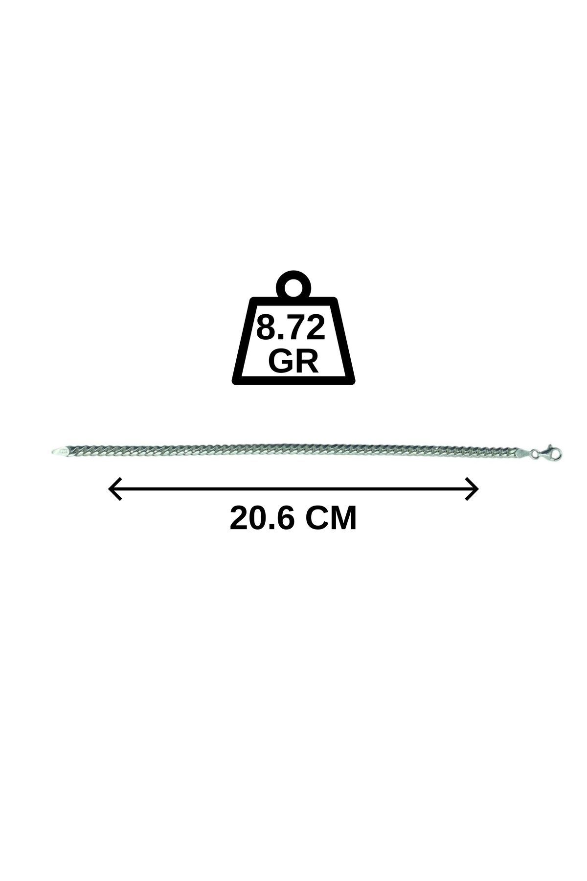 CERCİBAZAAR Erkek Gümüş Zincir Bileklik – 925 Ayar - 8.72 GR